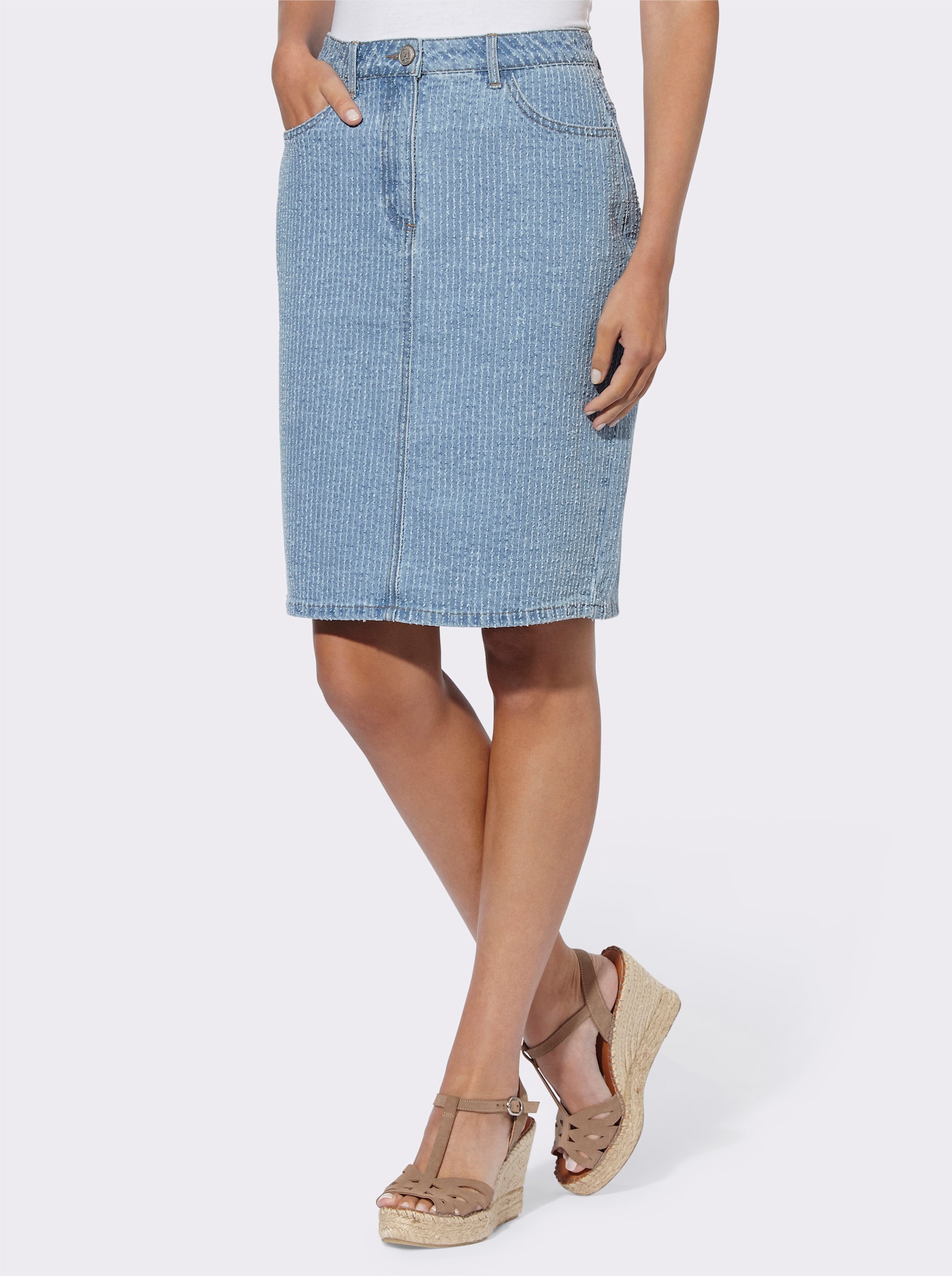 heine Jeansrock mit Gehschlitz - blue-bleached