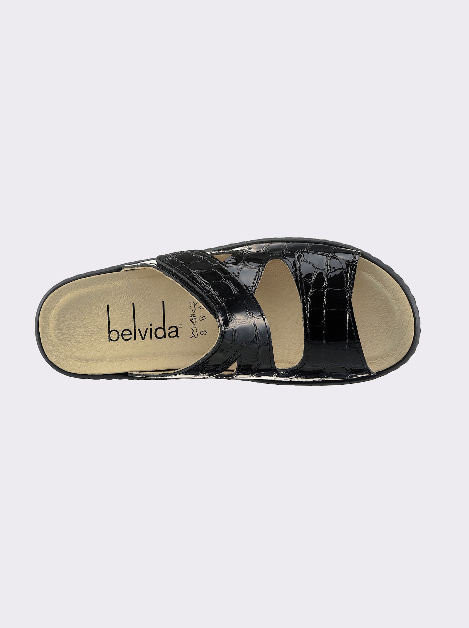 Belvida Pantolette mit Wechselfußbett aus Kork - schwarz