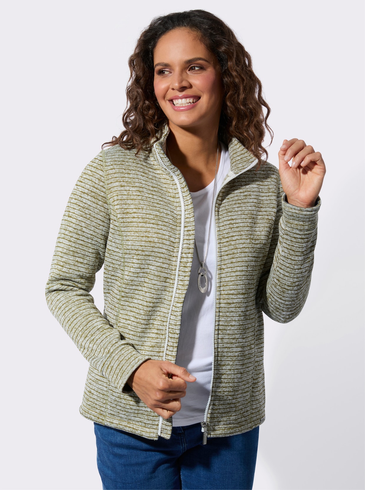 Strickfleecejacke - schilf-meliert