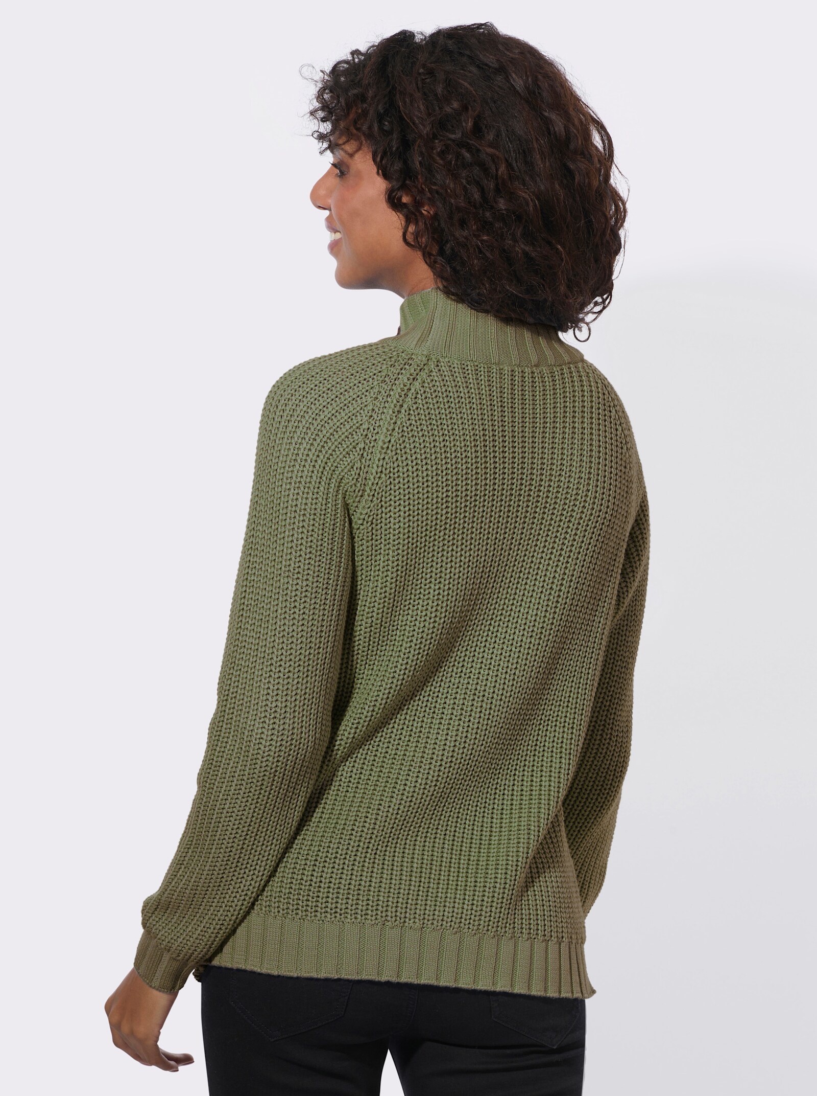 Stehkragenpullover mit Raglan-Ärmel - khaki