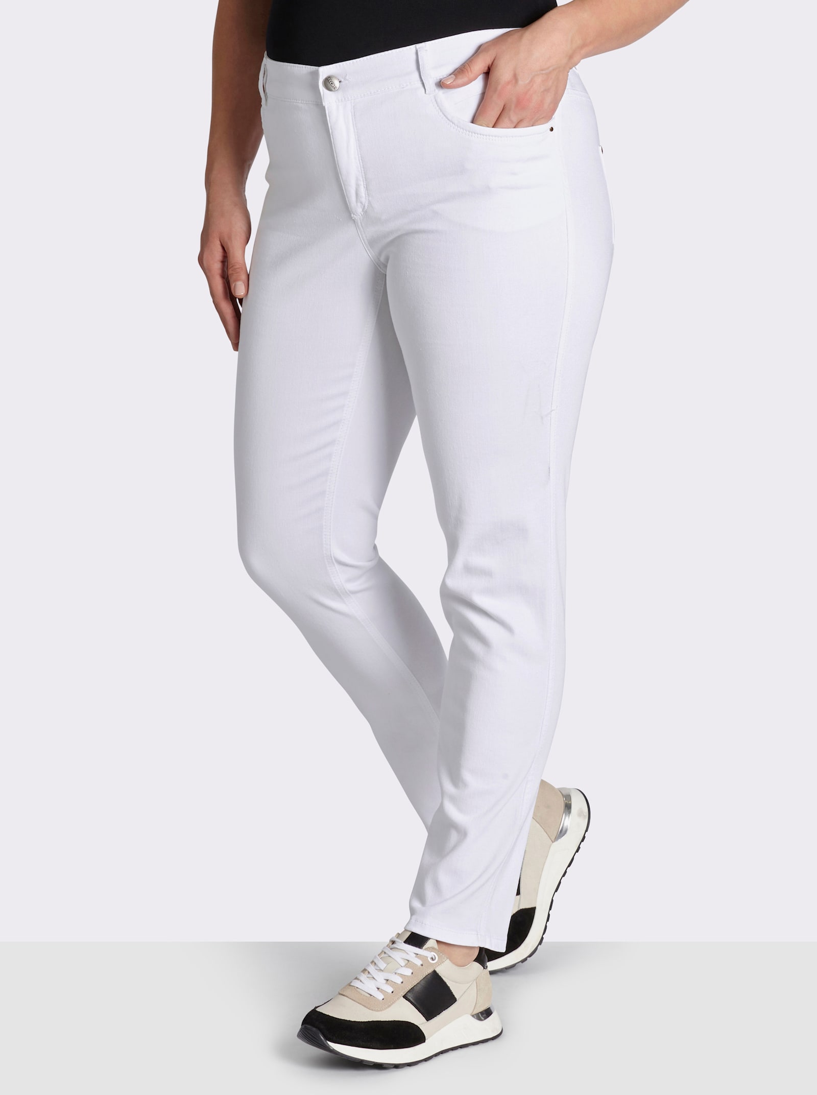 Ascari Stretch-Jeans in Röhren-Form - weiß