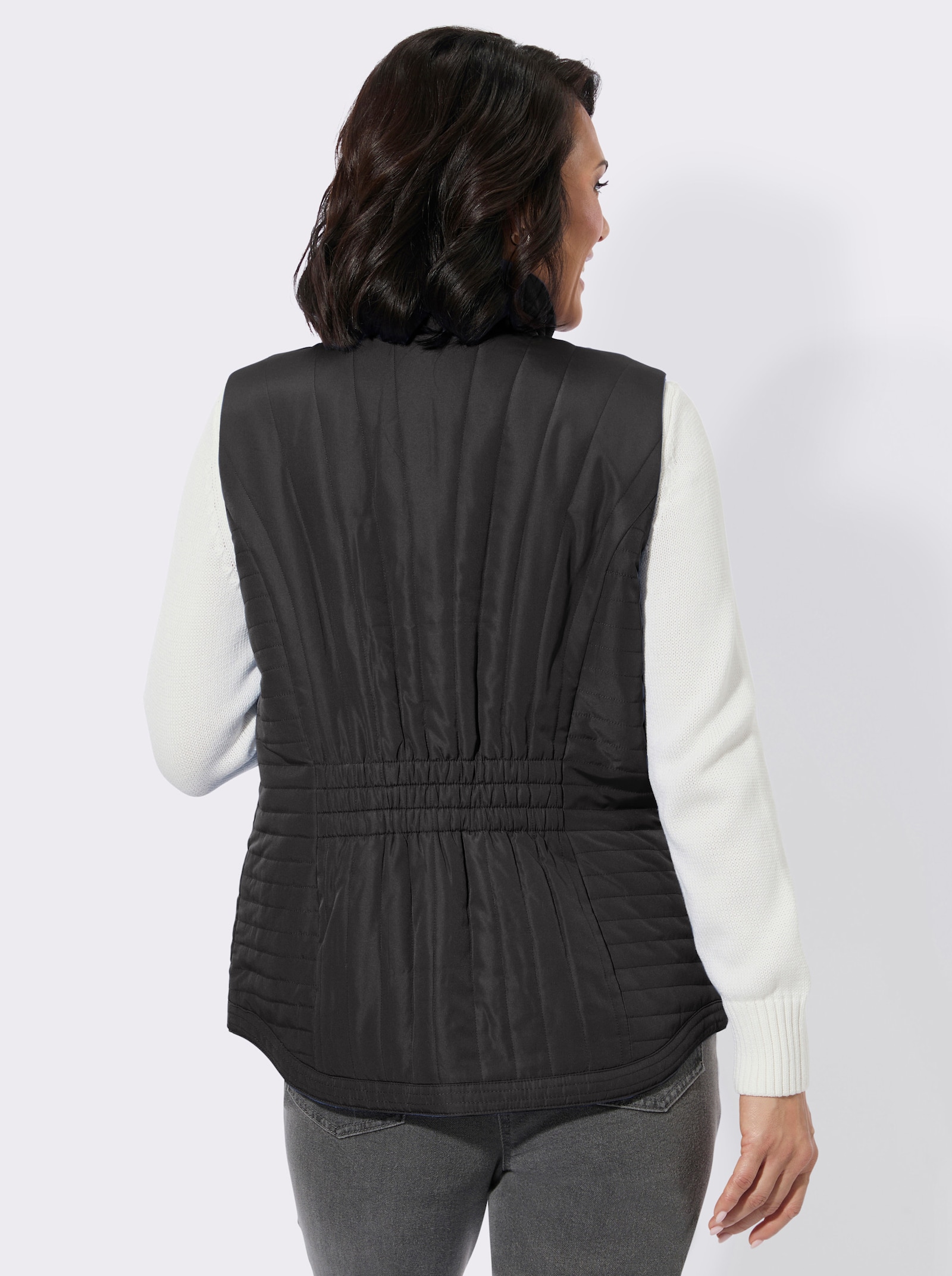 Steppweste mit Zippertaschen - schwarz