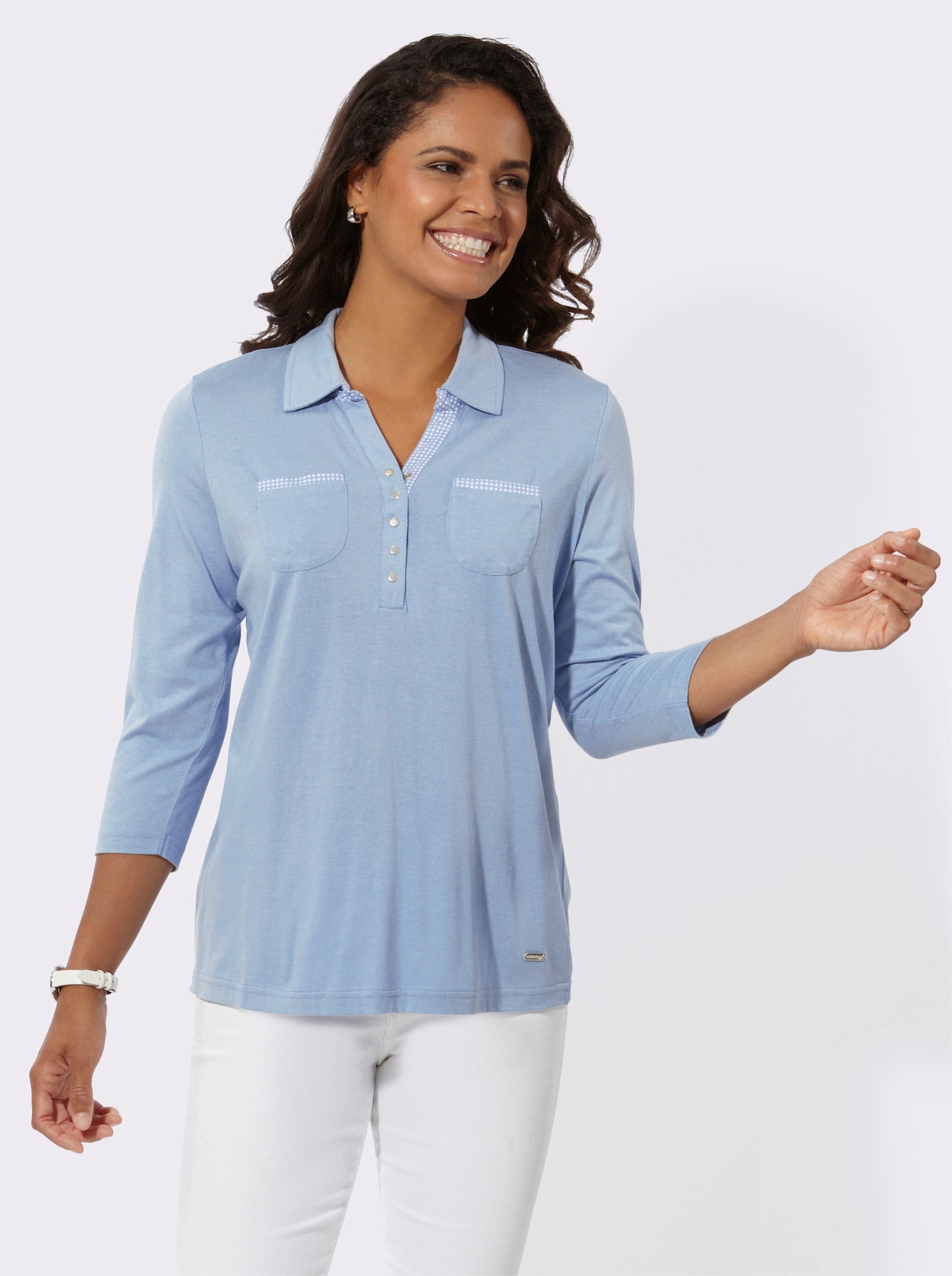 Polokošile s lištou na patentky - modrá