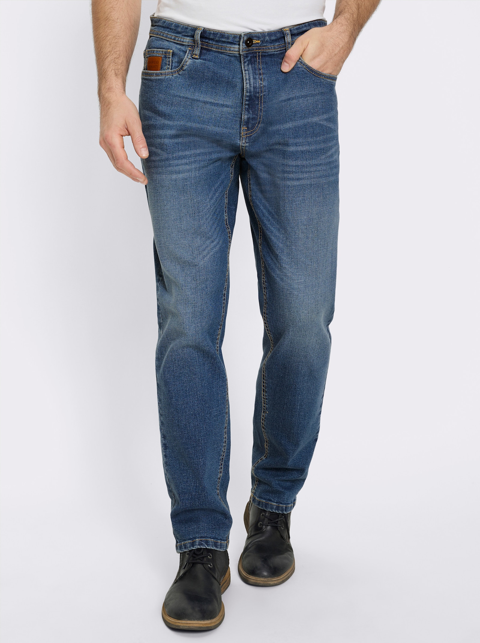 Marco Donati 5-Pocket-Jeans mit kontrastfarbenen Nähten - blue-stone-washed
