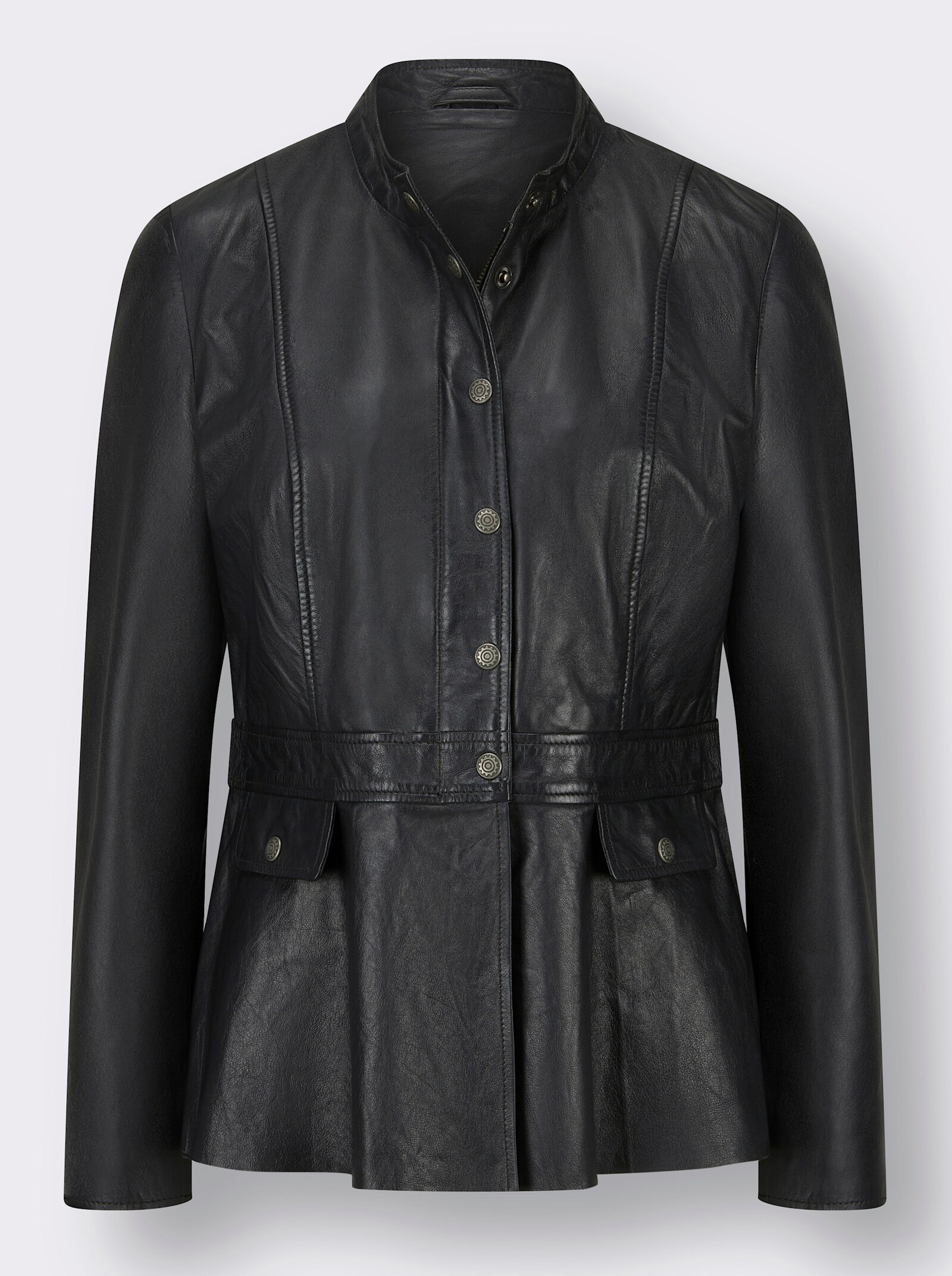 Mainpol Lederblazer mit Schößchen am Saum - graphit