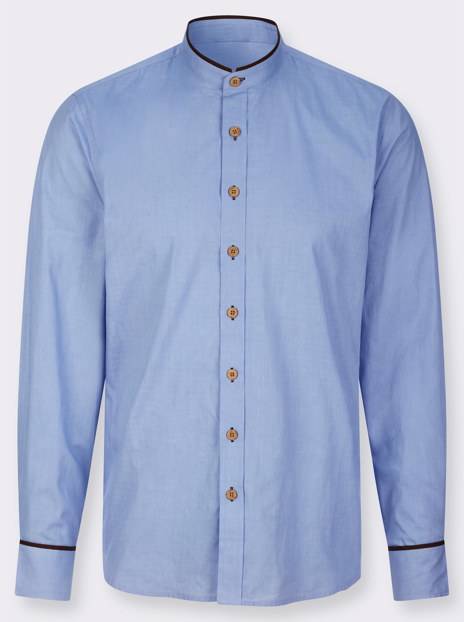 Långärmad skjorta med kontrastpasspoaler - blå