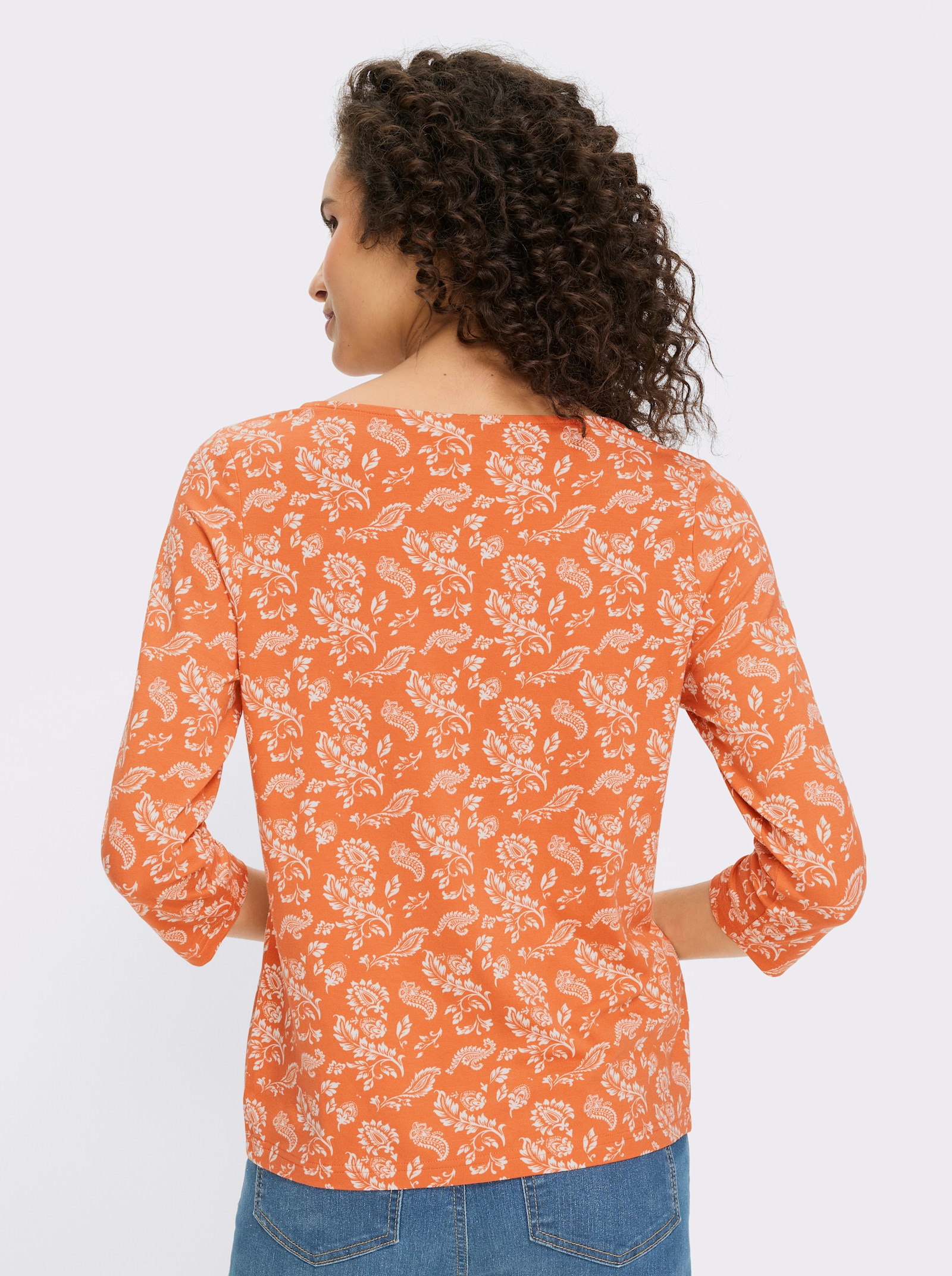 heine 3/4-Arm-Shirt - ecru-papaya-bedruckt