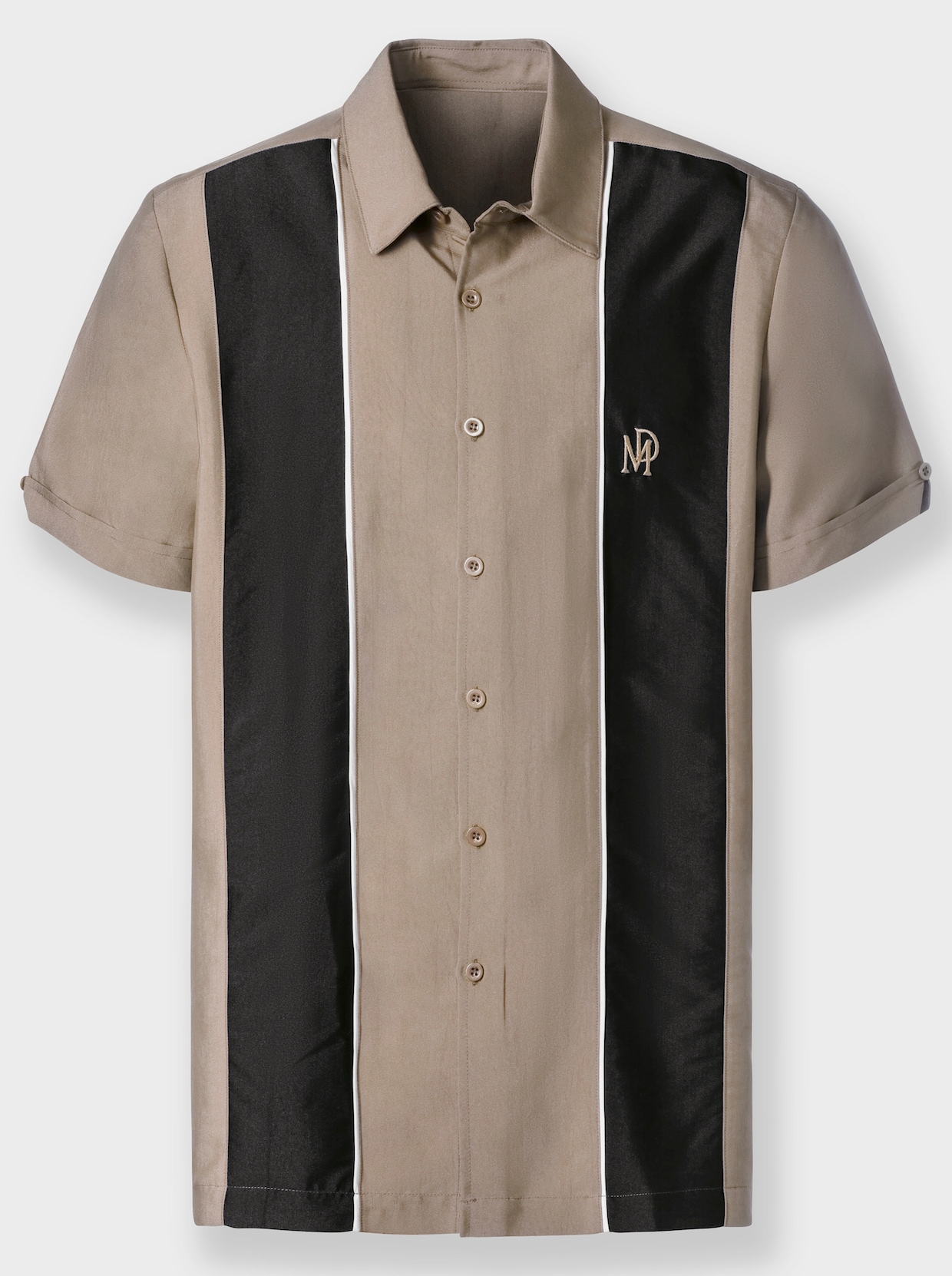 Marco Donati Hemd met korte mouwen - sesam/zwart