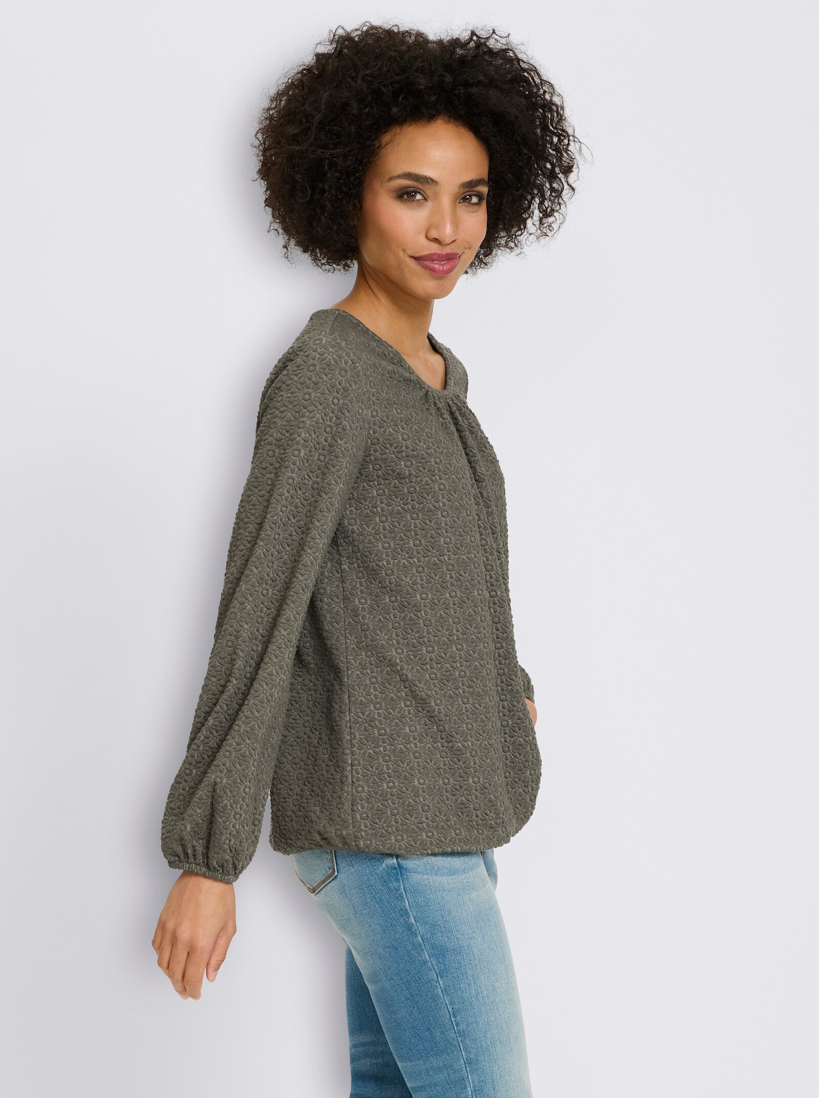 heine Langarmshirt aus Strukturware - khaki