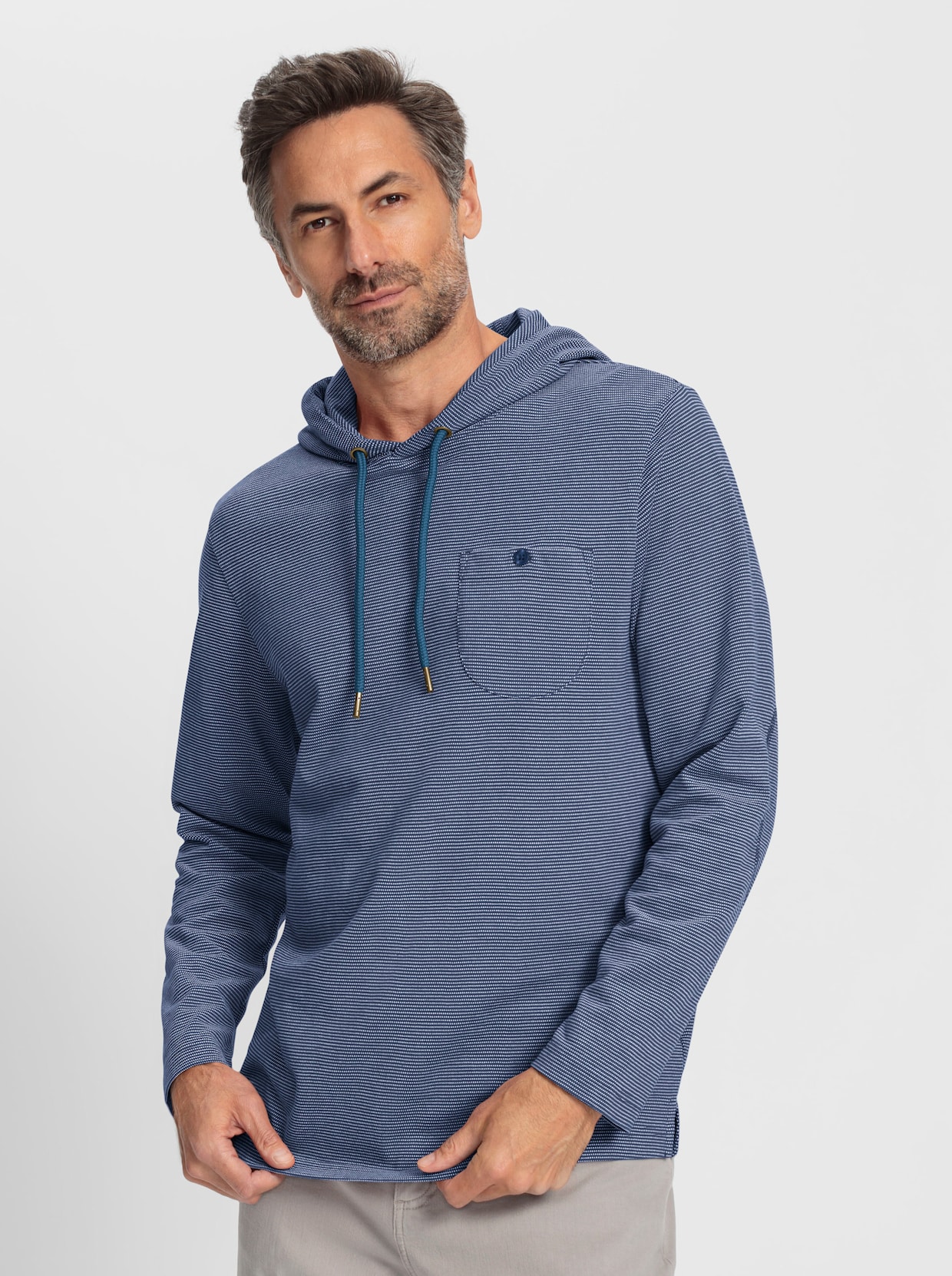 Marco Donati Langarmshirt - jeansblau-meliert