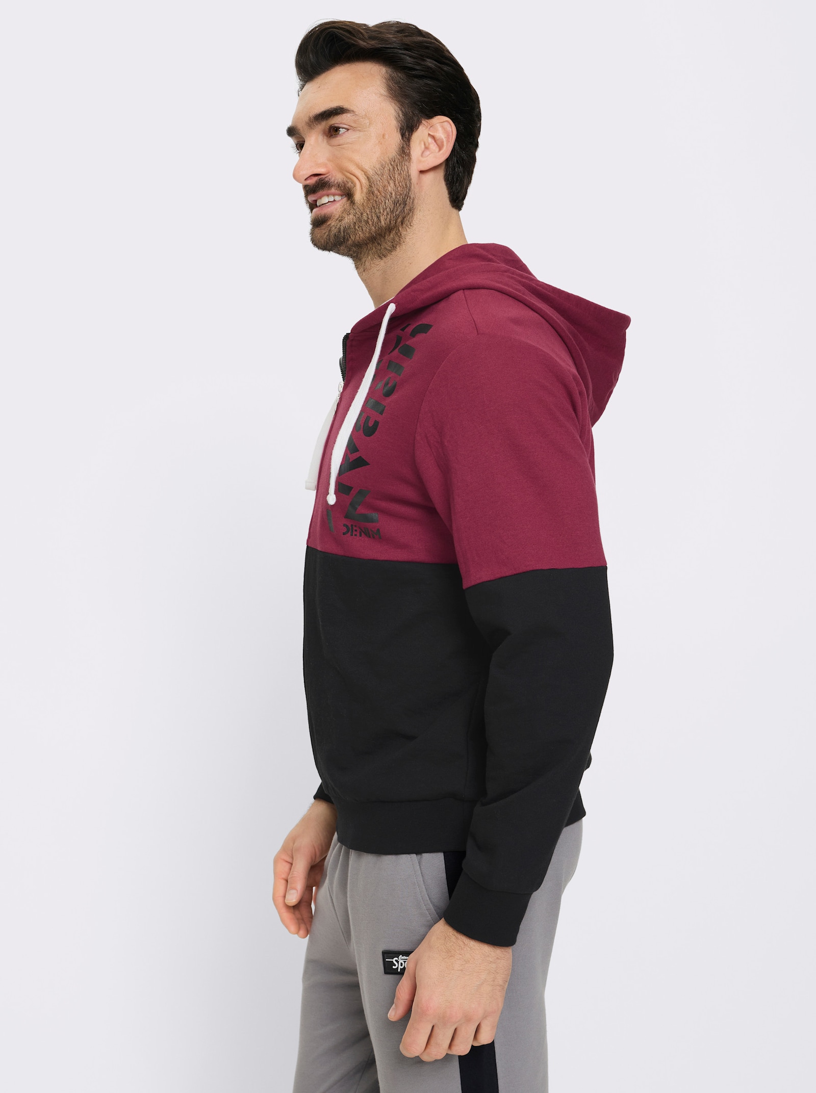 Catamaran Sports Sweatjacke mit weitenregulierbarer Kapuze - bordeaux-schwarz