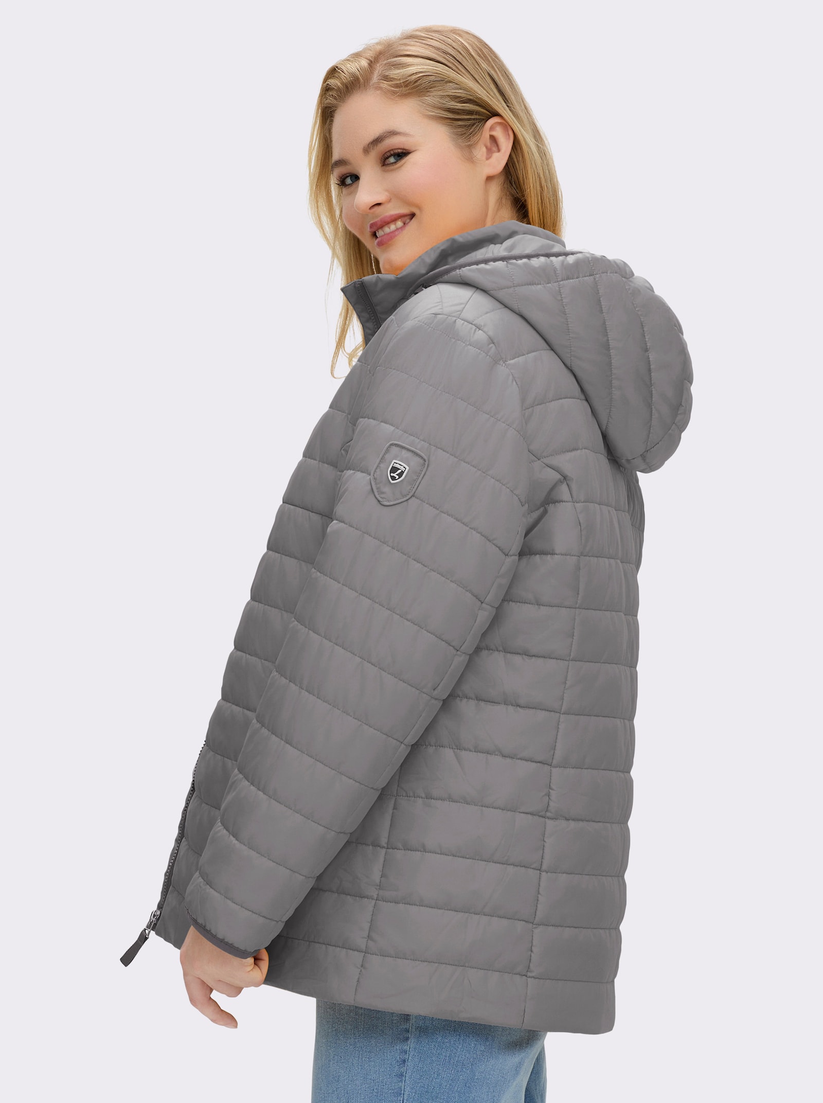 Steppjacke mit kontrastfarbenen Akzenten - grau