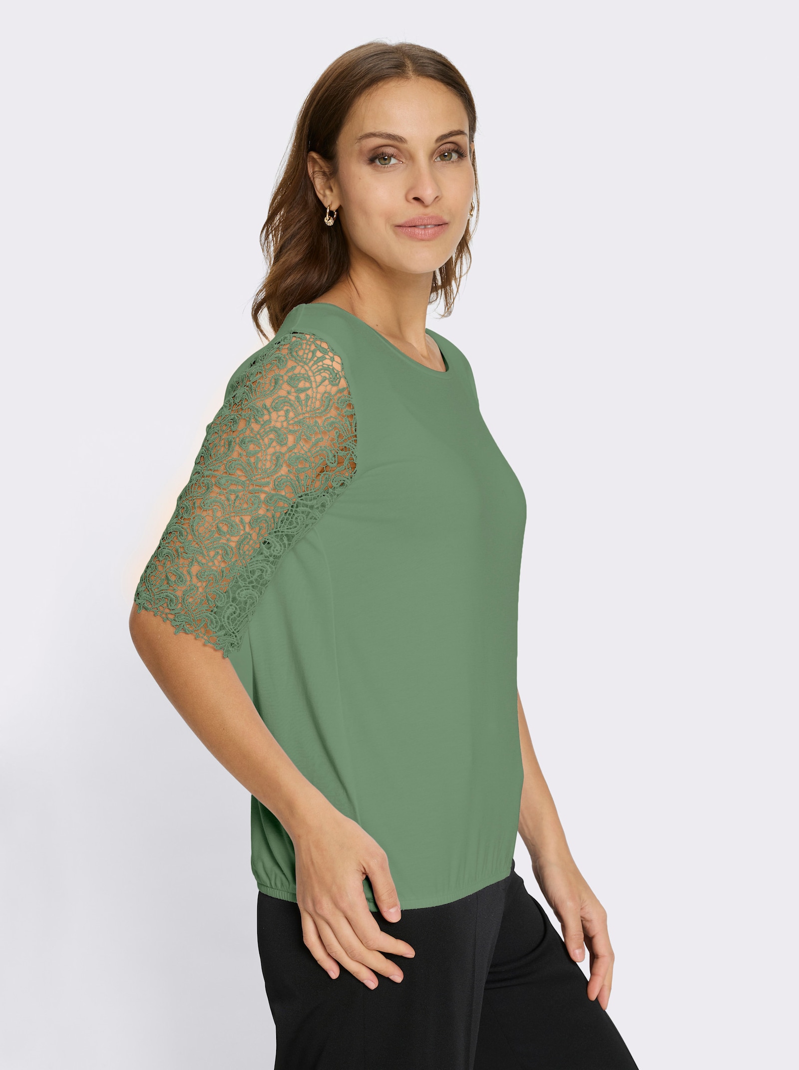 Spitzenshirt mit 95% Viskose - eucalyptus