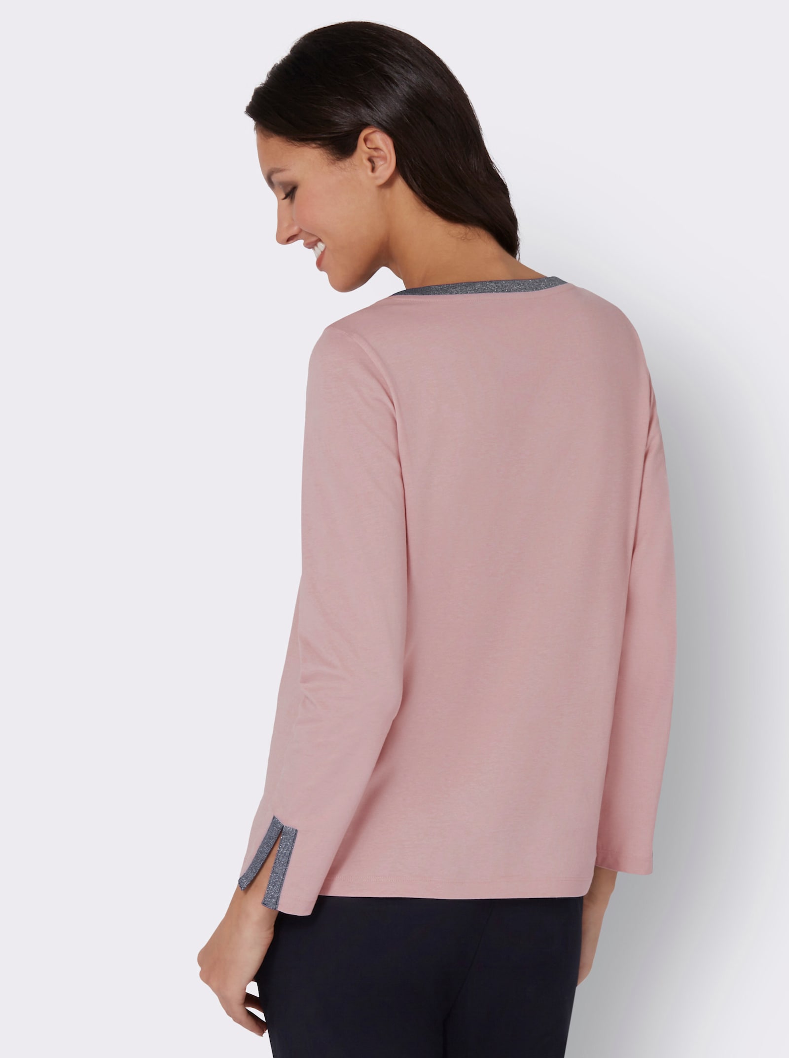 Shirt met lange mouwen en glitterband - hortensia