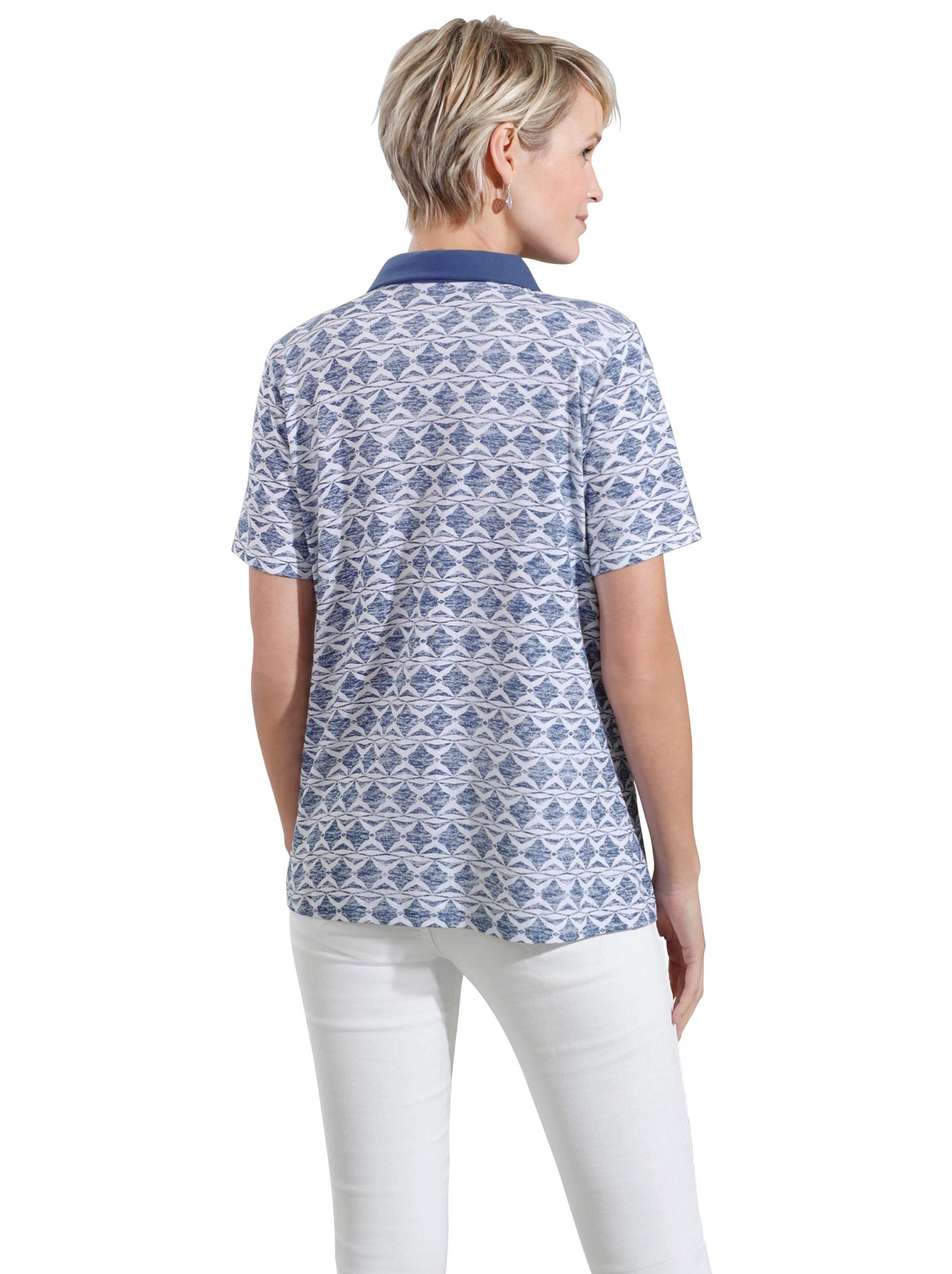 Poloshirt - jeansblau-bedruckt