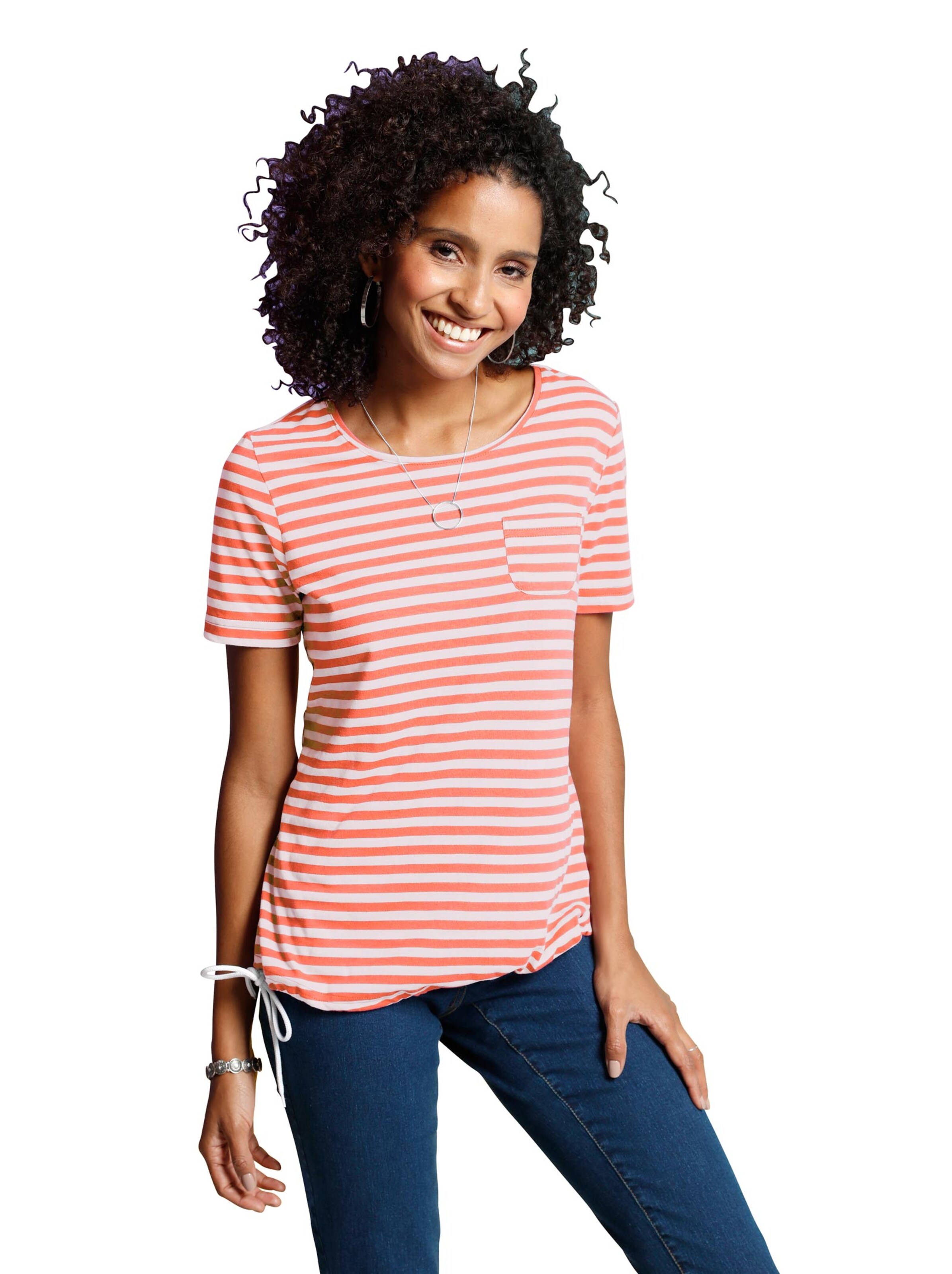 Shirt - apricot-geringelt