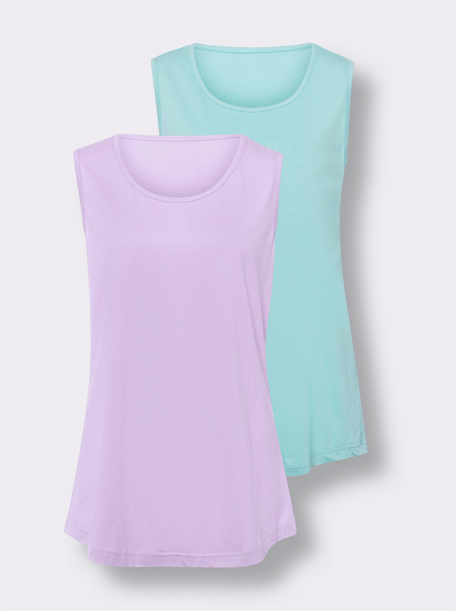 Lange top met afgeronde zoom - lila + mint