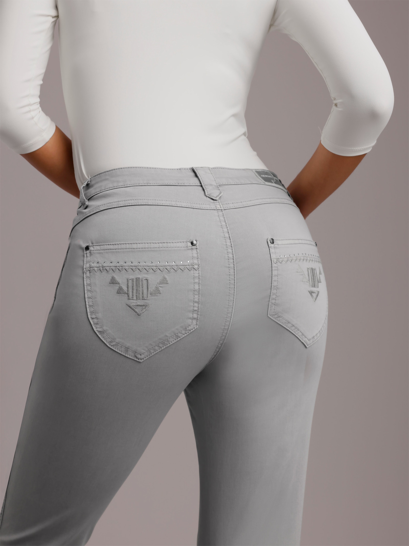 CREATION L PREMIUM Gerade Jeans mit Lyocell-Anteil - steingrau