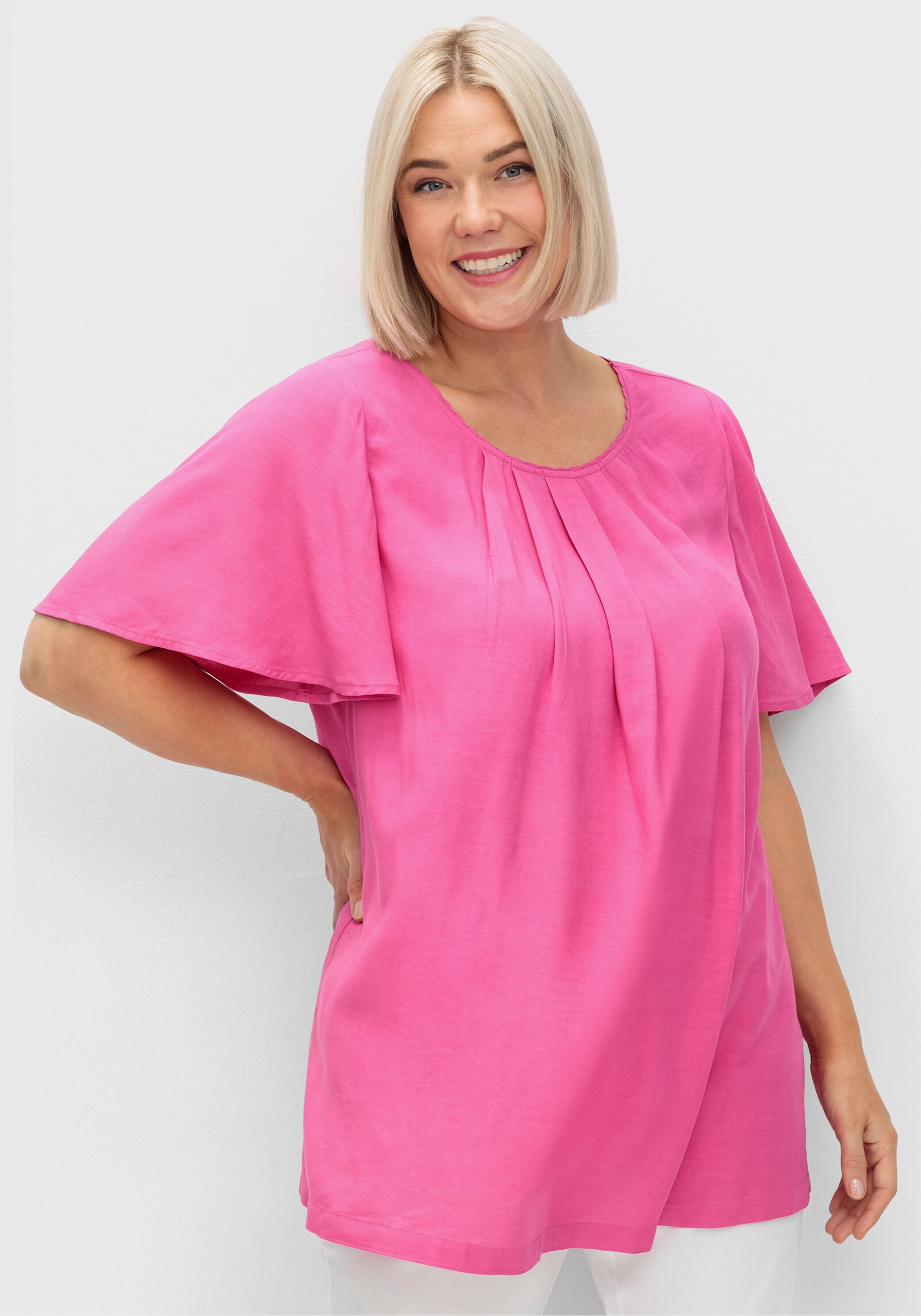 sheego Tuniek met uitgevoerde vouwen - fuchsia