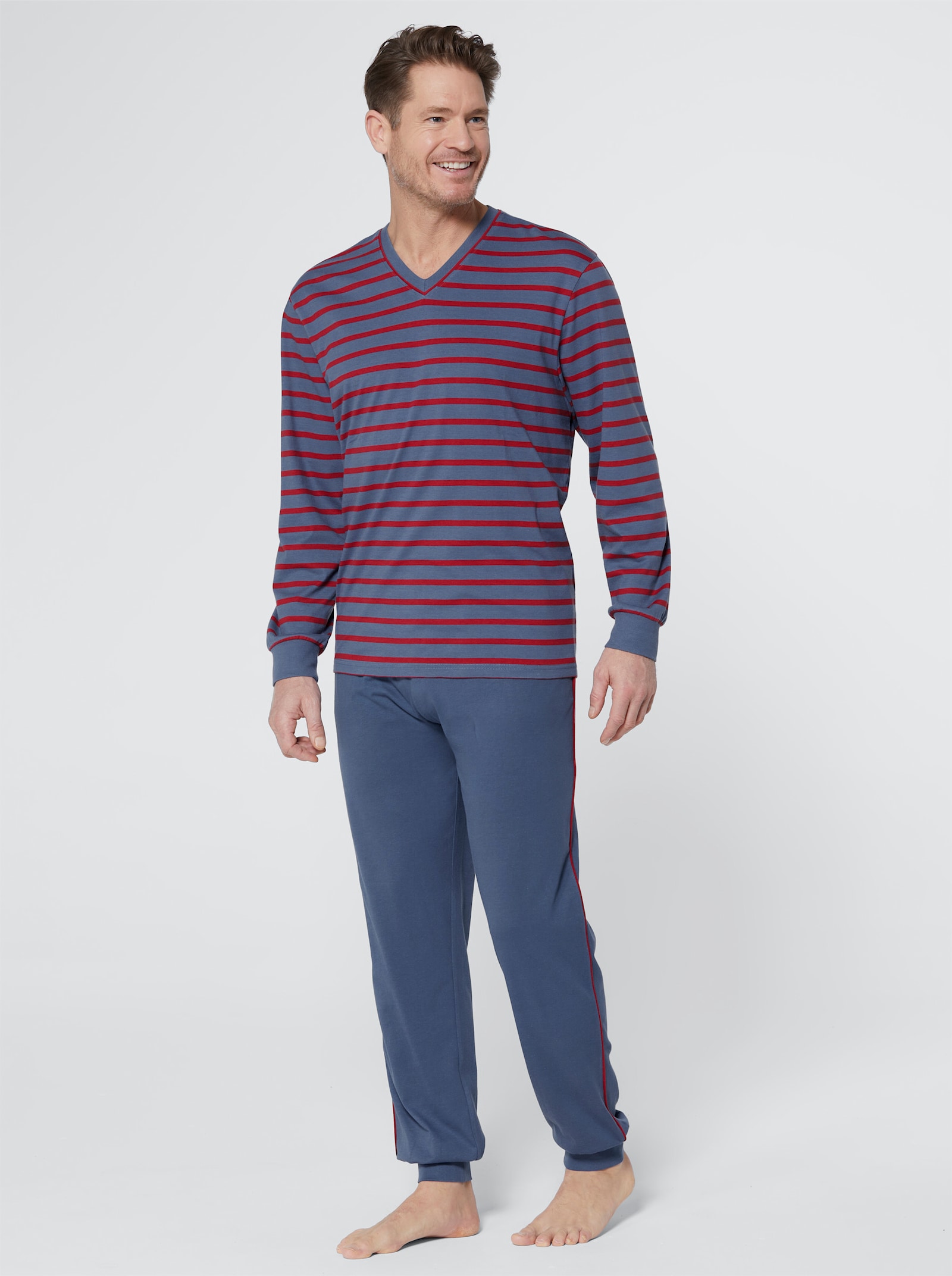 wäschepur men Pyžamá - Grafitová + džínsová modrá