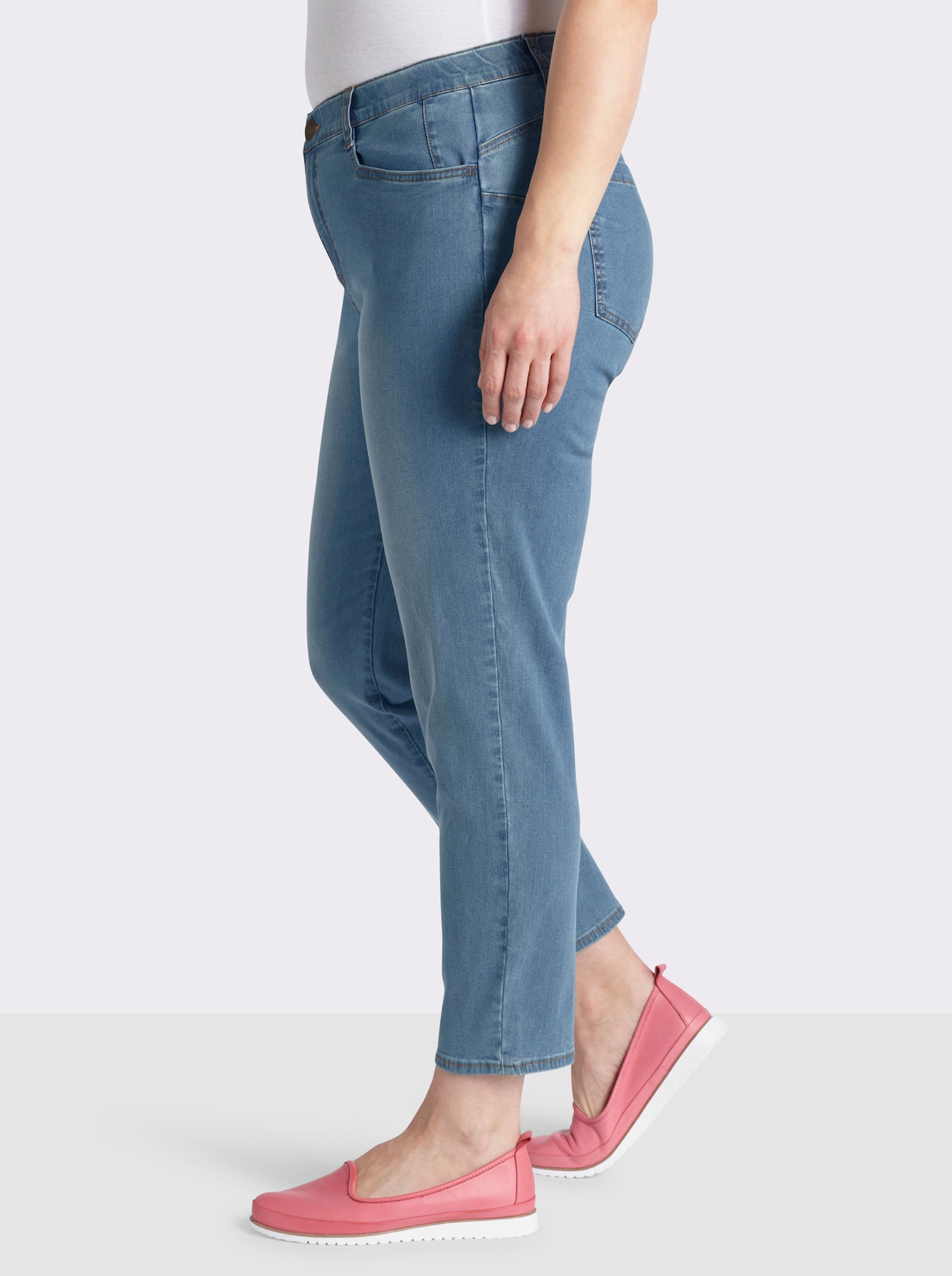 sheego Skinny Jeans mit Gummibund - blue-bleached