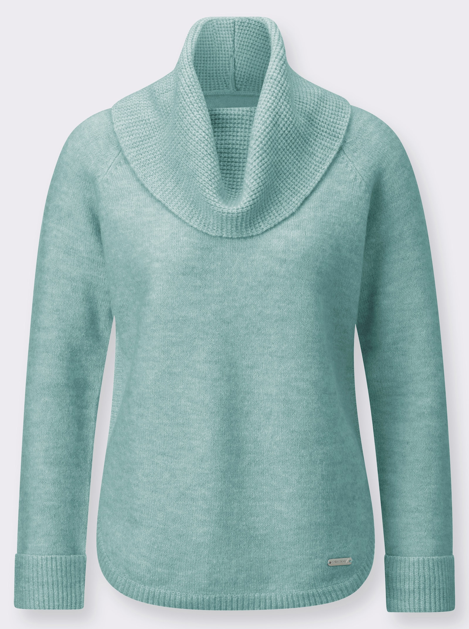 Rollkragenpullover aus Melangegarn - mint-meliert