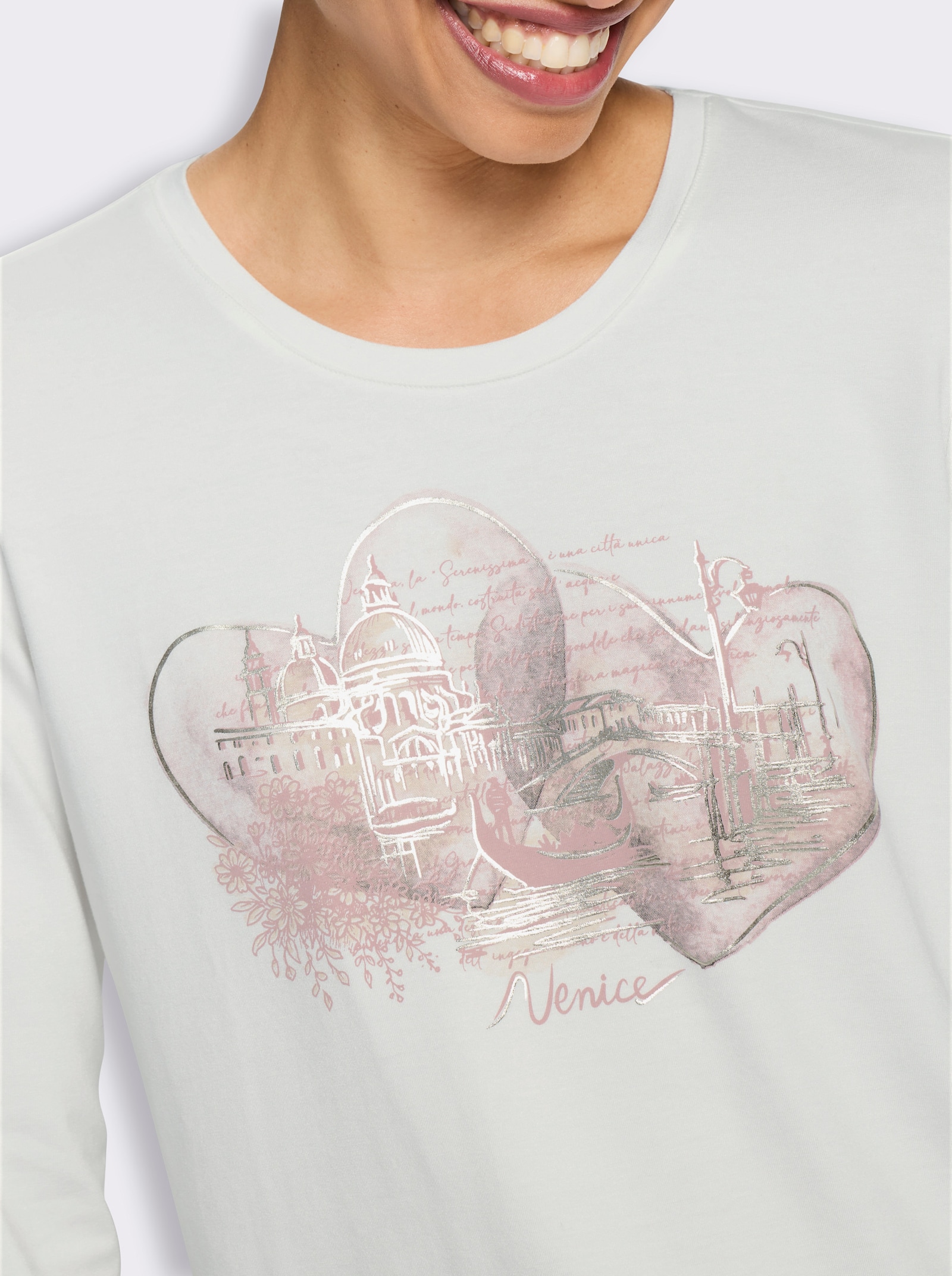 heine 3/4-Arm-Shirt mit Frontprint - ecru