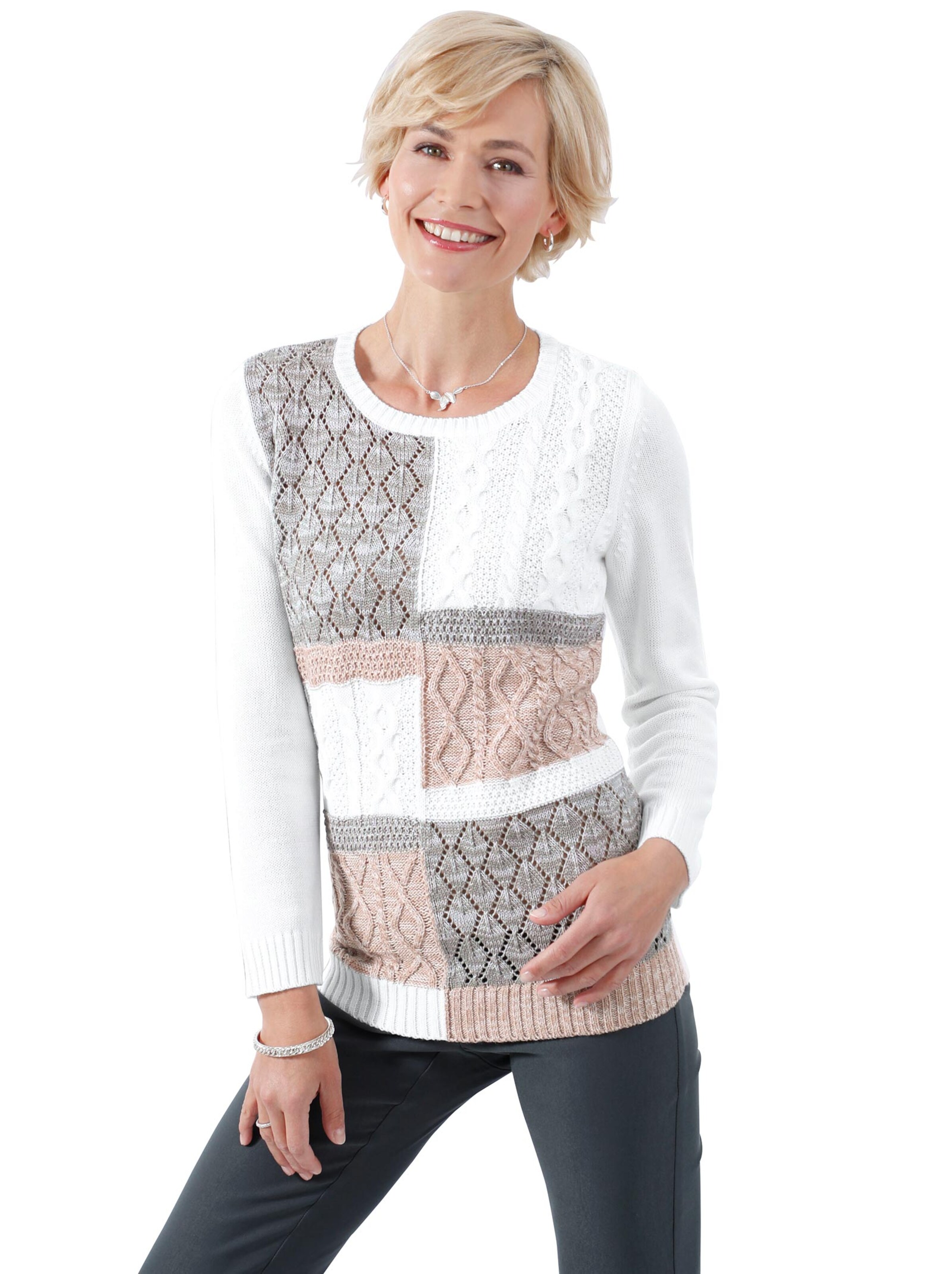 Pullover - weiß-taupe