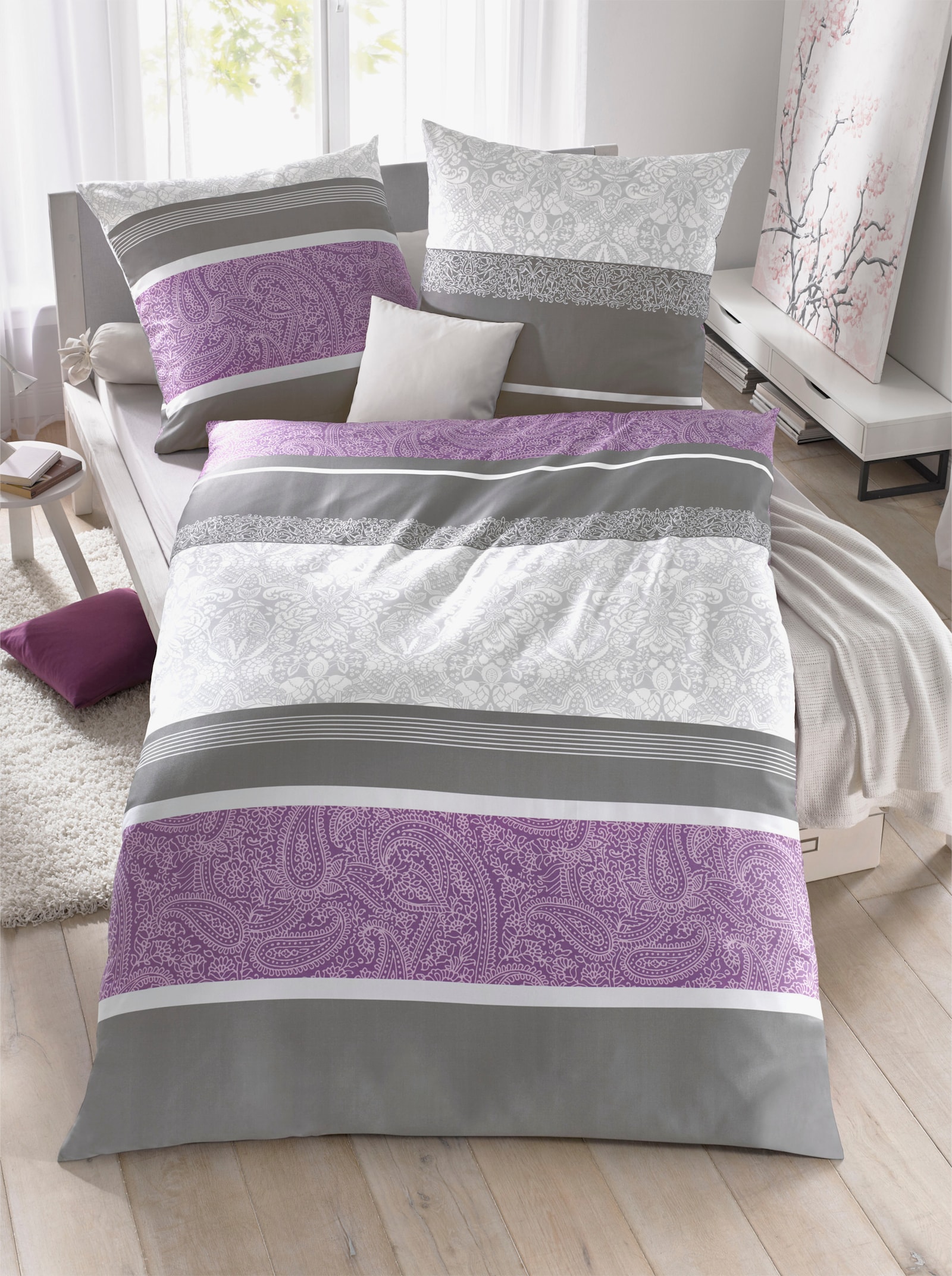 Bierbaum Bettwäsche - beere-gestreift