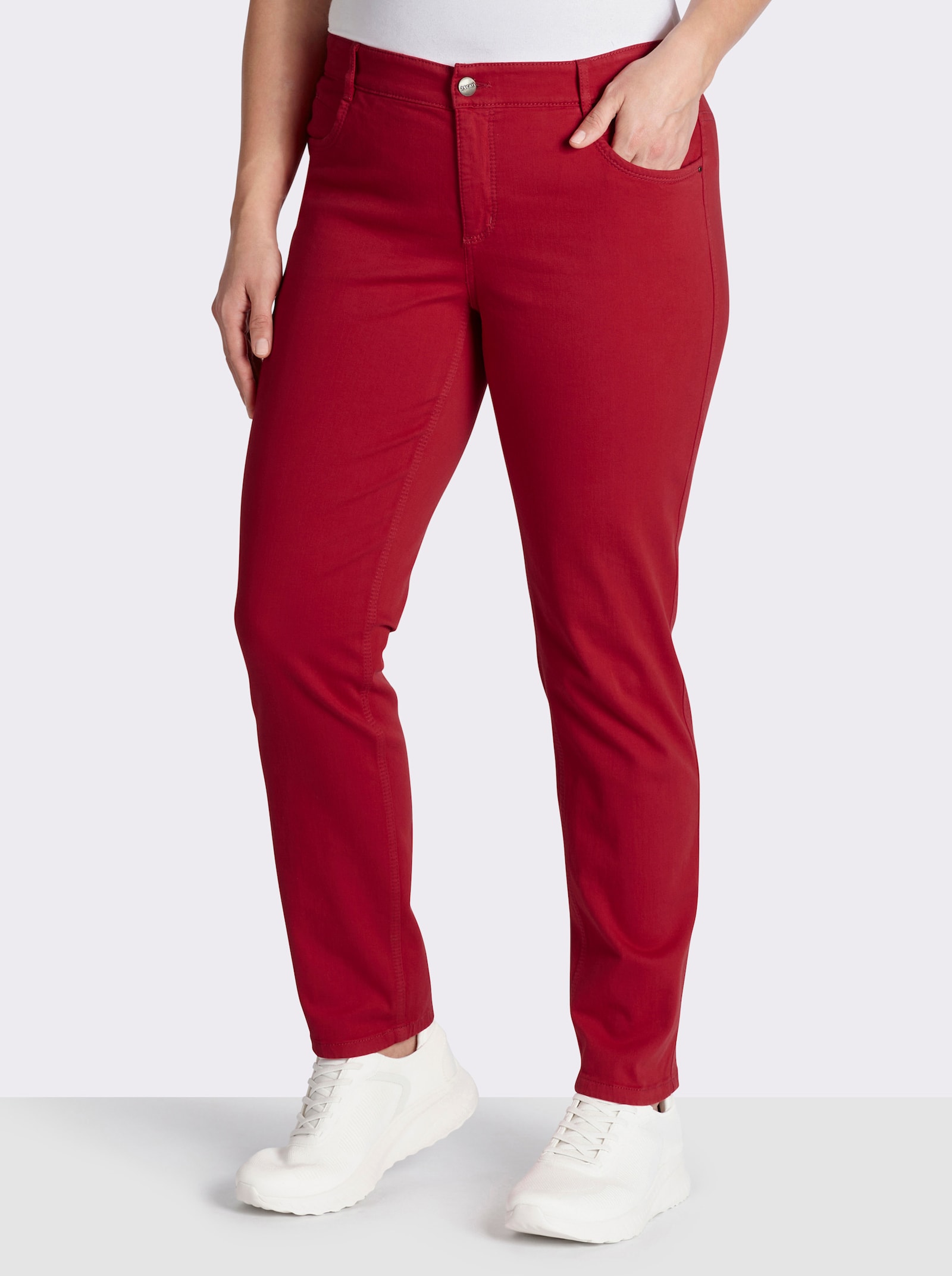 Ascari Stretch-Jeans in Röhren-Form - rot