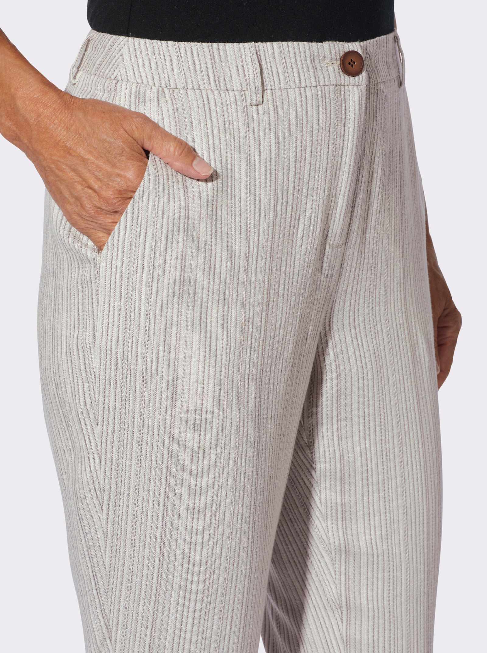 Webhose mit Jacquard-Muster - champagner-grau-gestreift