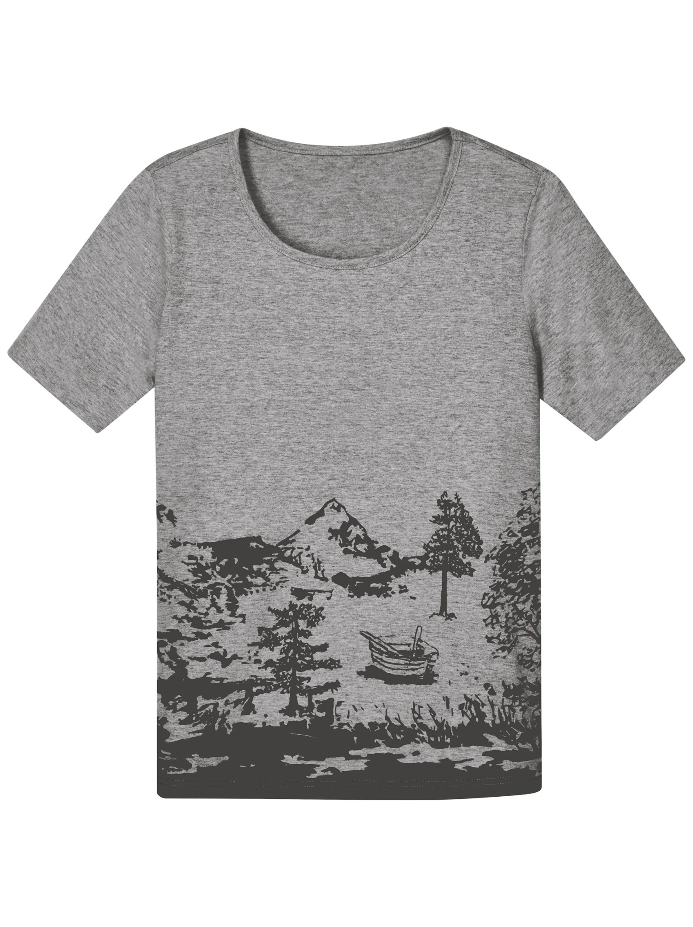 Freizeitshirt - hellgrau-meliert-bedruckt