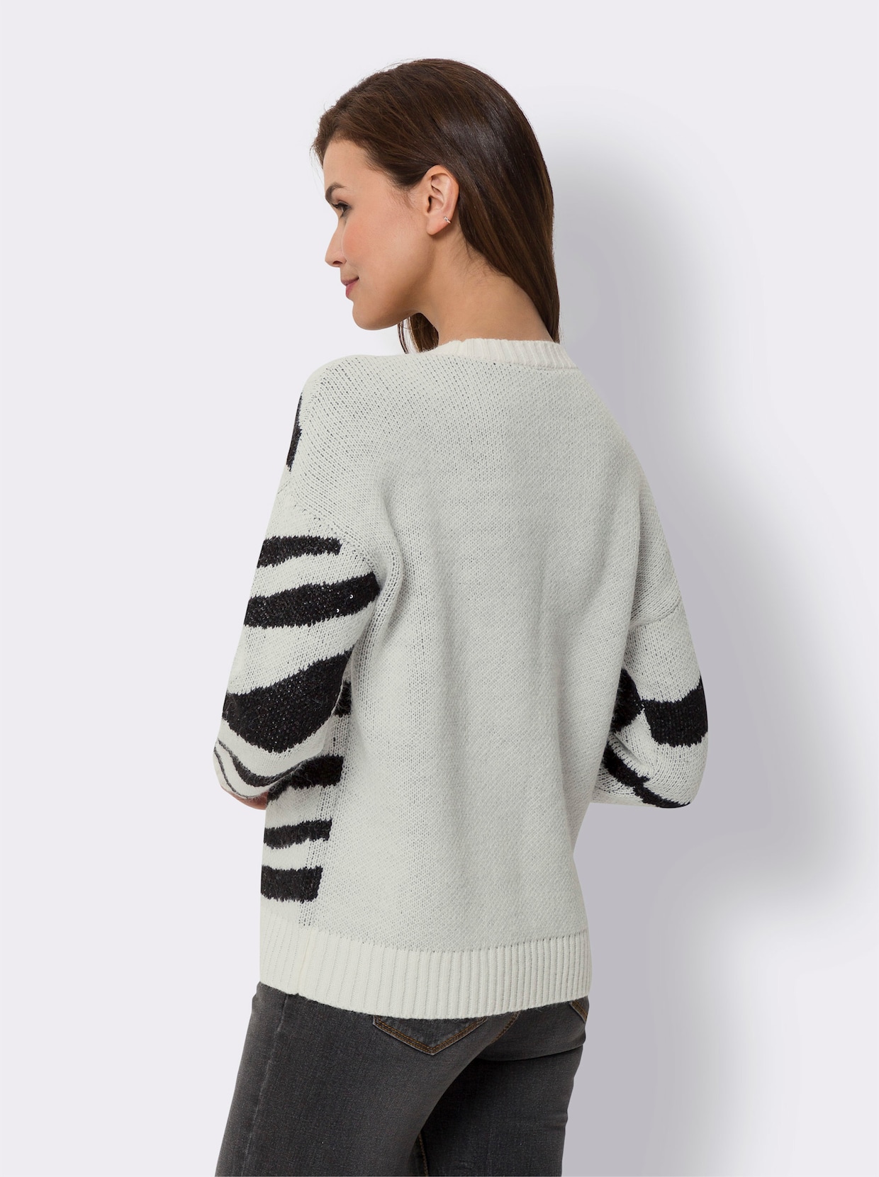 heine Pullover - ecru/zwart gedessineerd