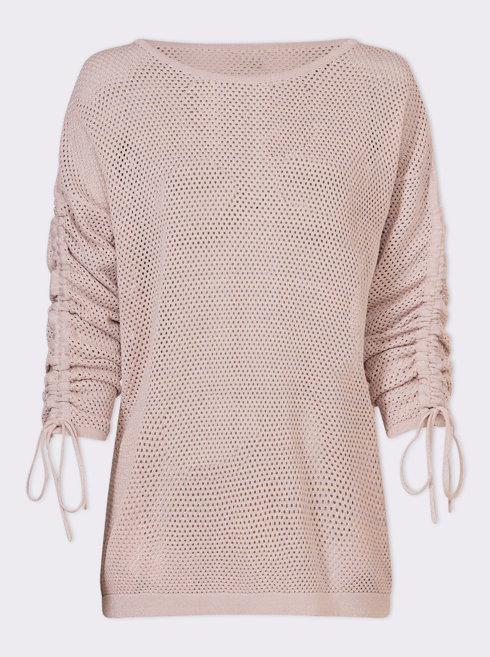 heine Ajourpullover oversized geschnitten - hellgrau-elfenbein-meliert