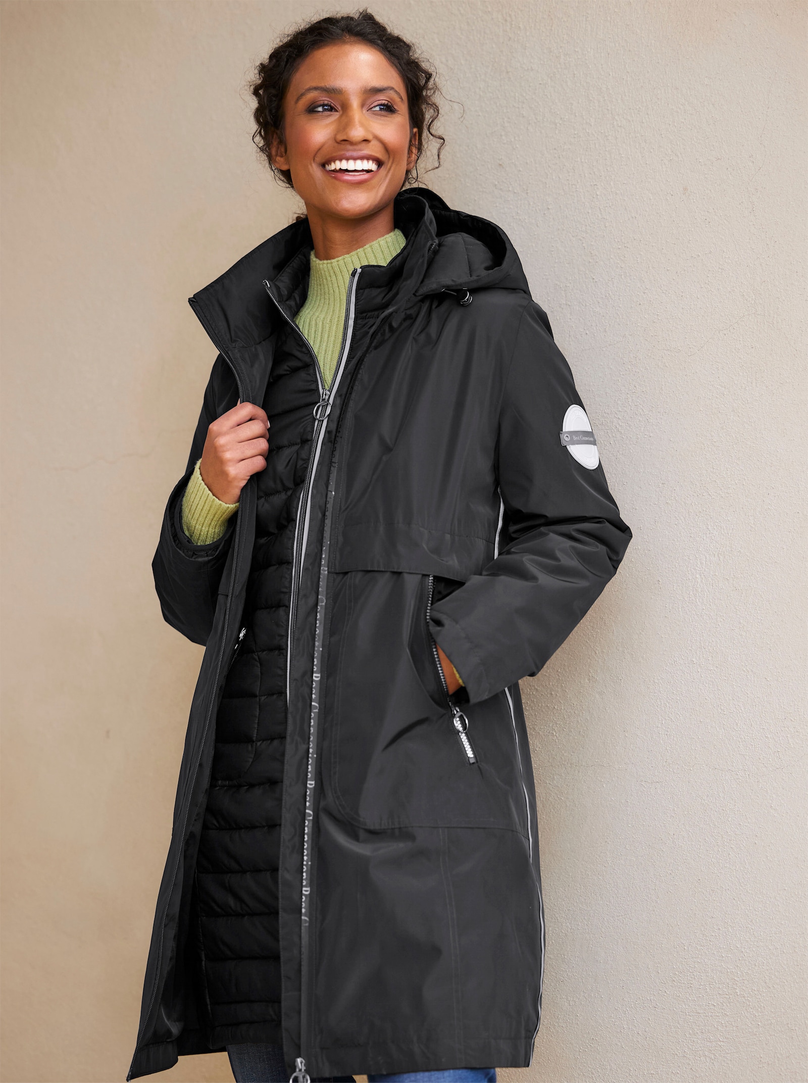 heine Funktionsmantel mit 4 Tragemöglichkeiten - schwarz