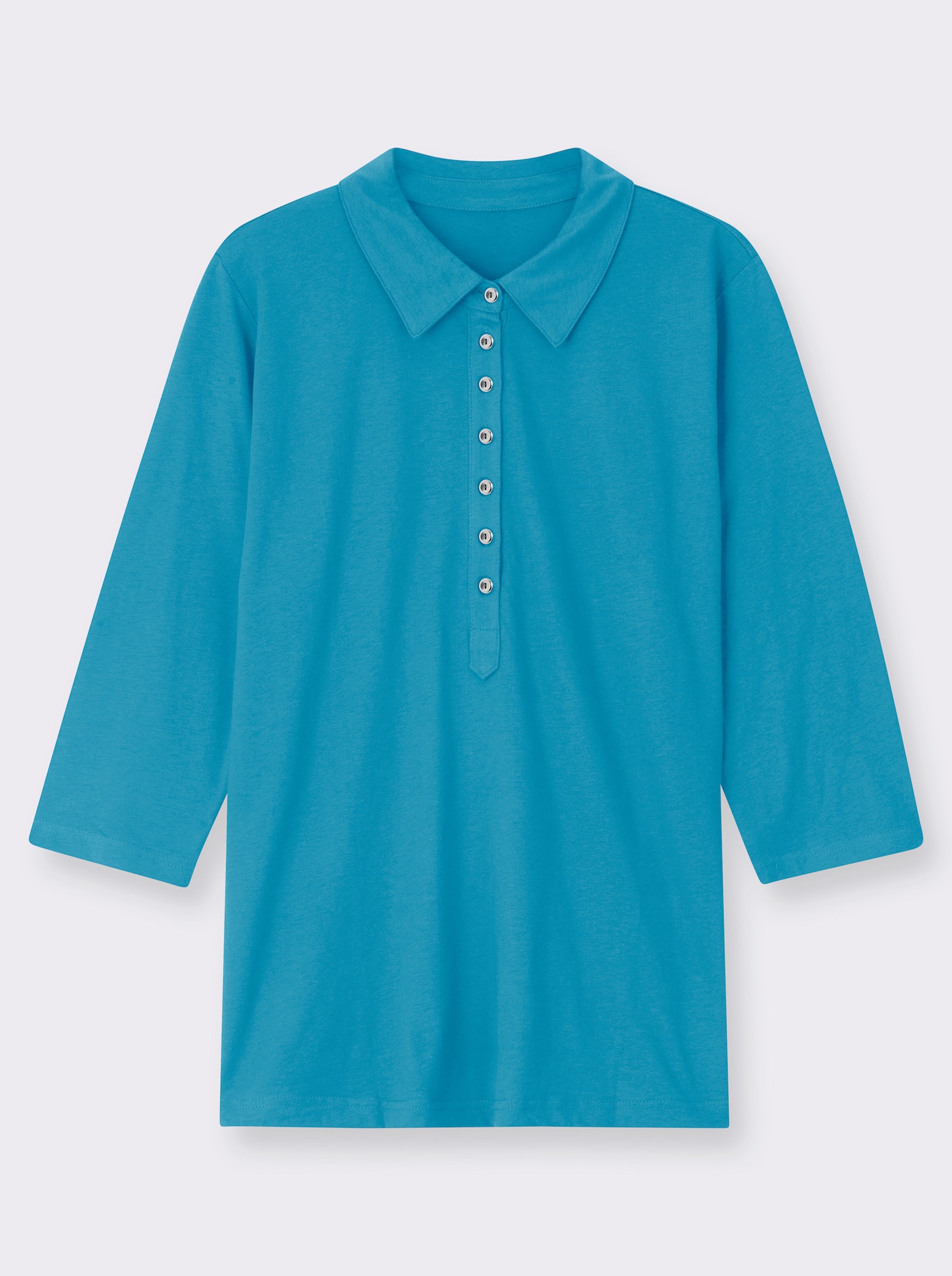 Poloshirt mit langer Knopfleiste - aqua