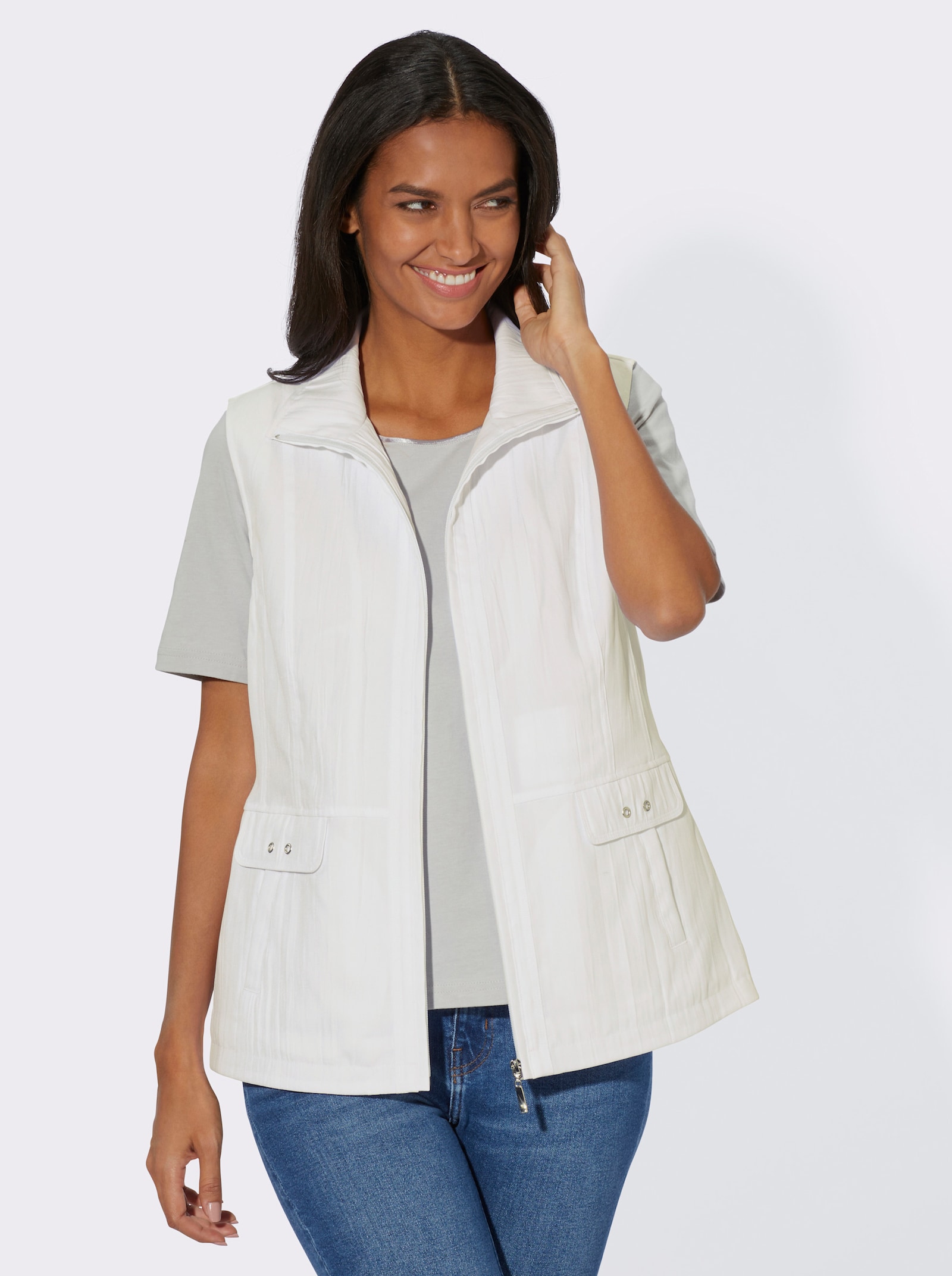 Weste mit Stehkragen - weiß