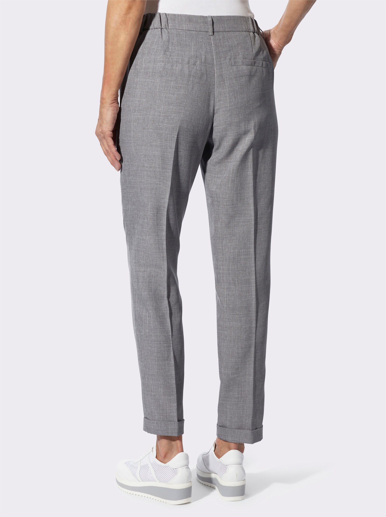 Hose mit Bügelfalten - hellgrau-meliert