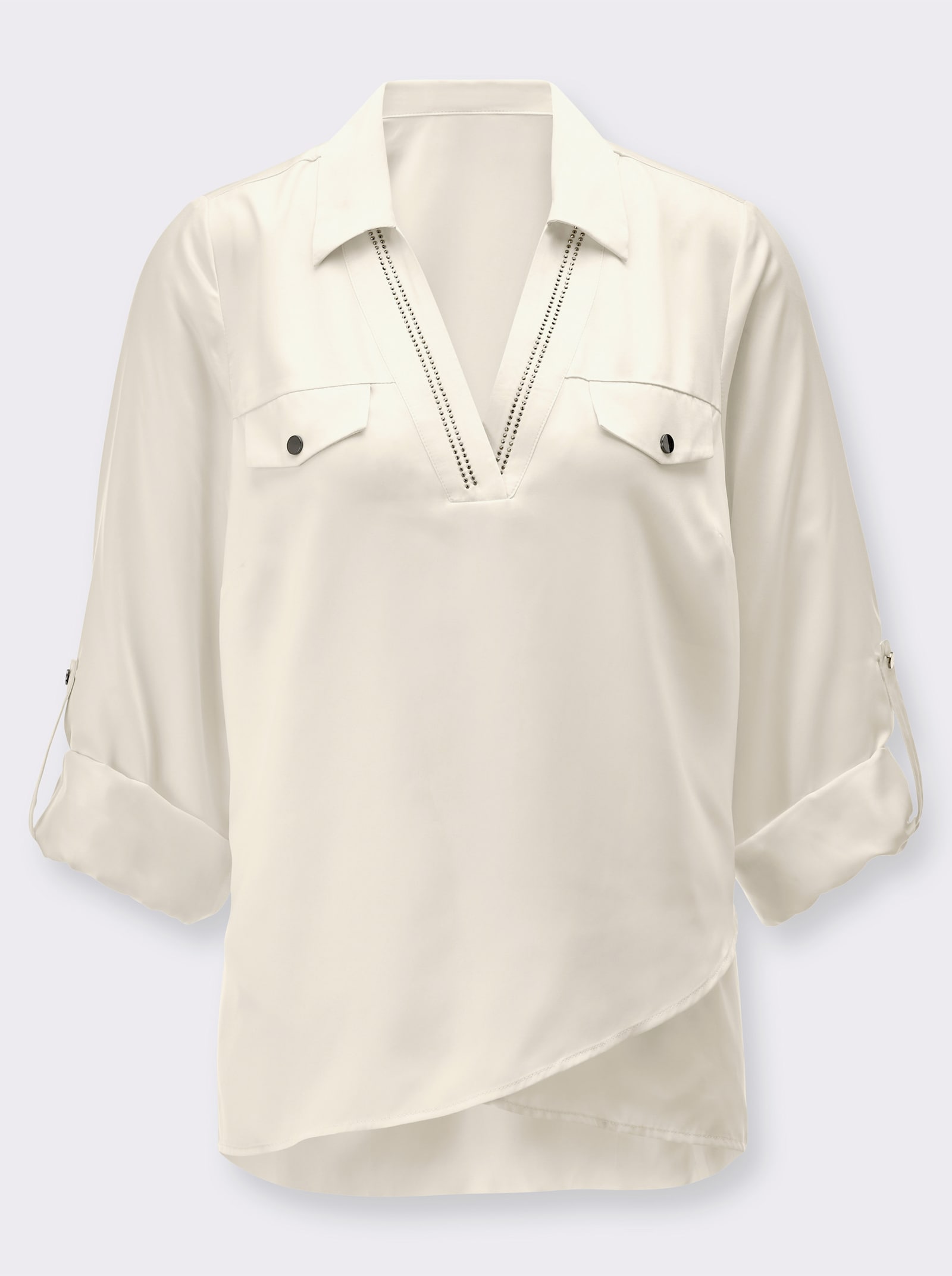 Satinbluse mit Glitzersteinchen - champagner