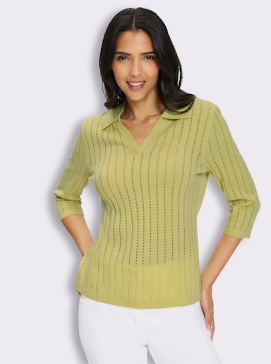 Polopullover mit 3/4-Ärmeln - pistazie