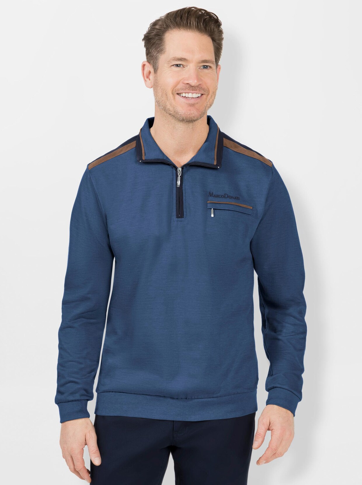 Marco Donati Sweatshirt - middenblauw