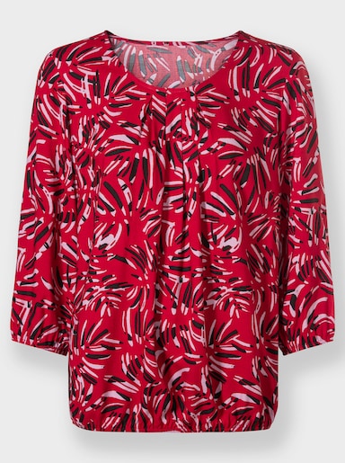 Druckbluse in Schlupfform - rot-graphit-bedruckt