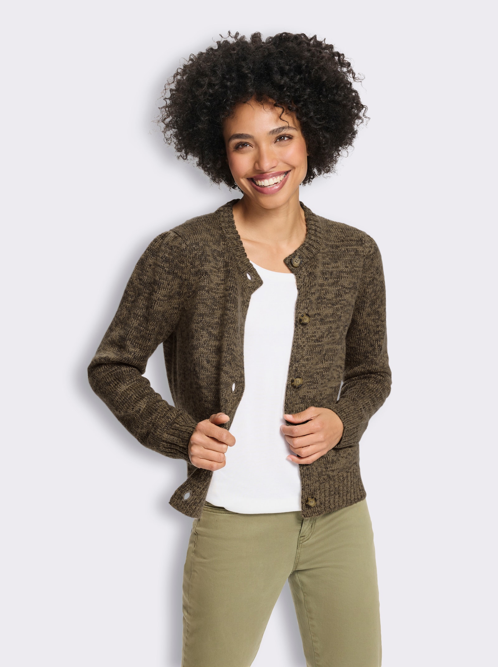 heine Strickjacke in melierter Optik - schoko-sesam-meliert