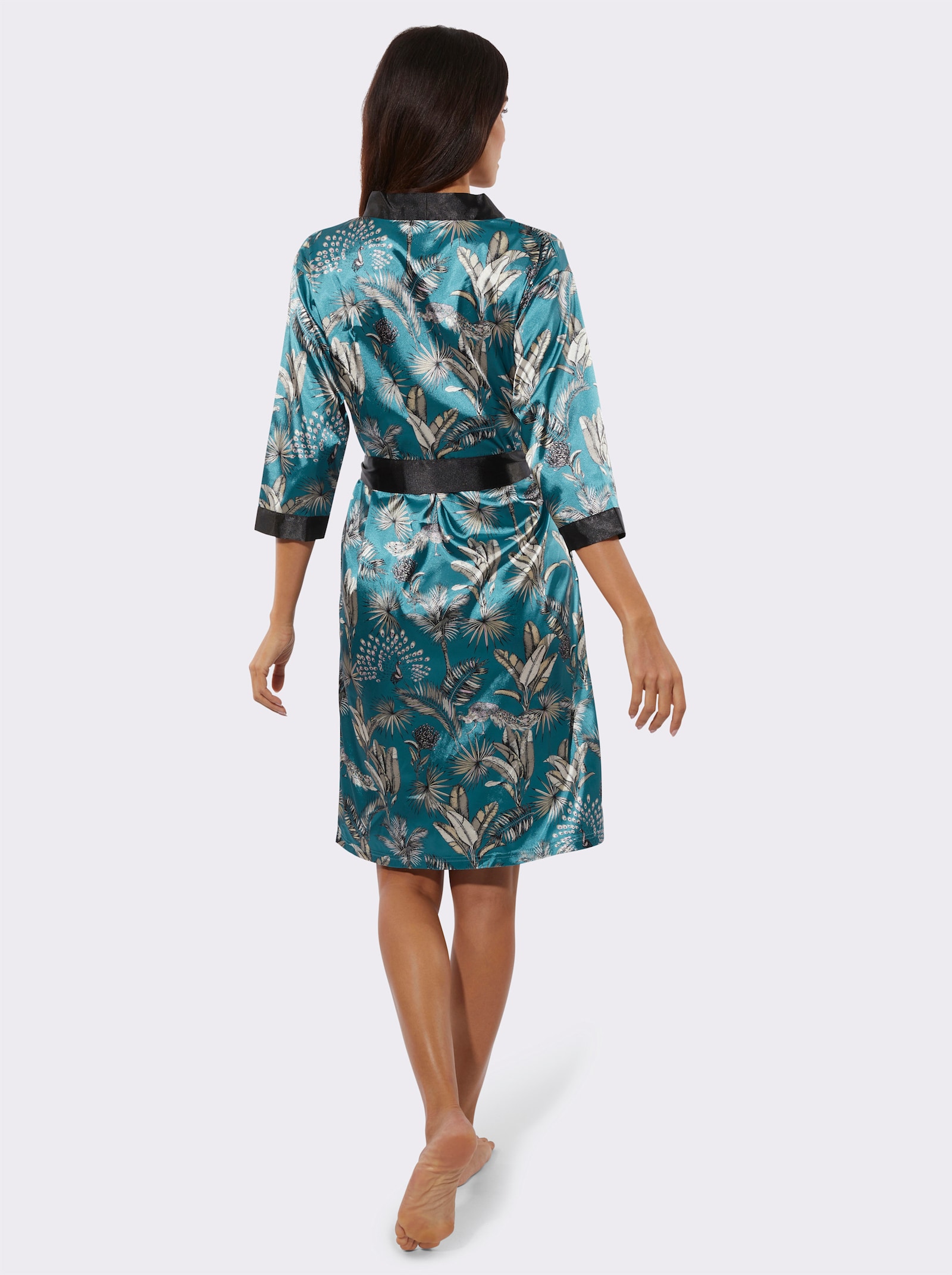 wäschepur Robe de chambre - pétrole-couleur ivoire  imprimé