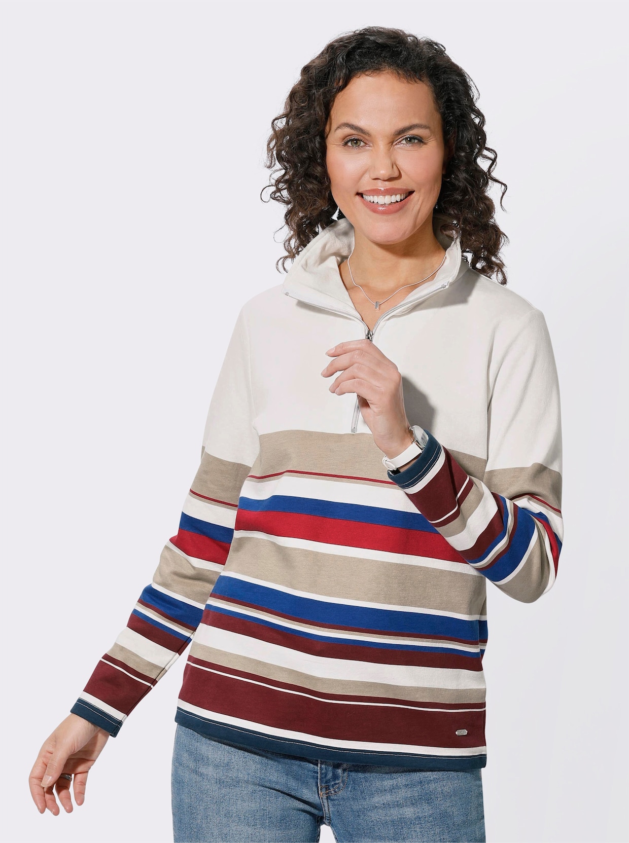 Sweatshirt - ecru-sesam-geringelt