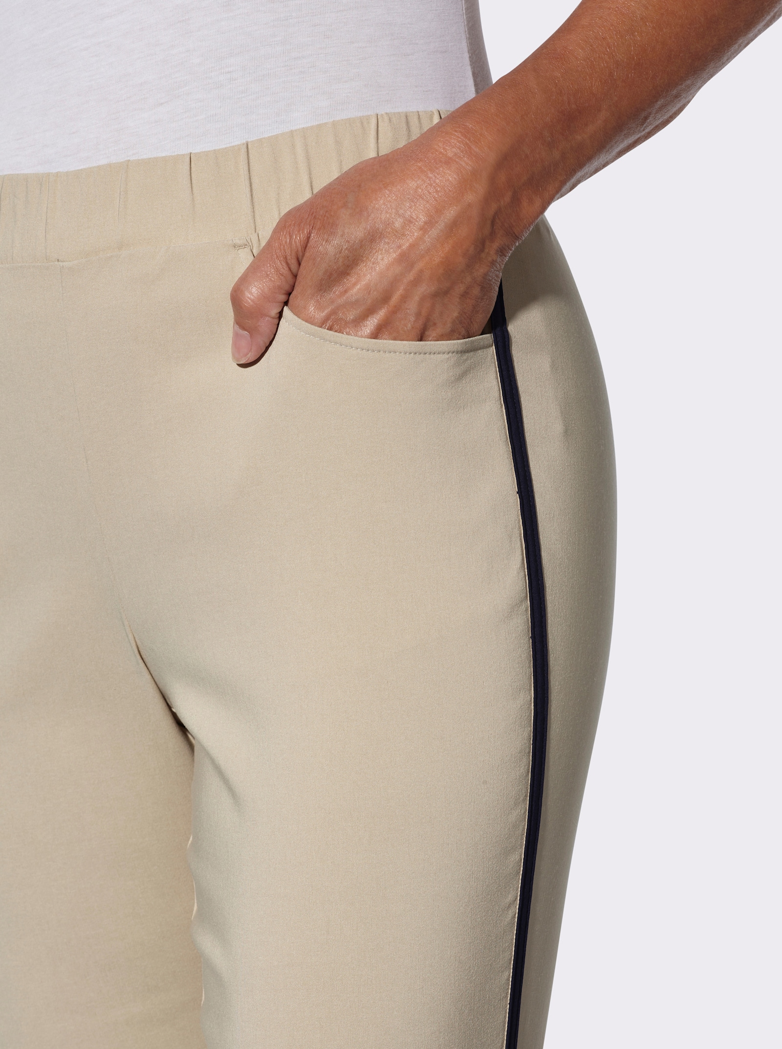 Bengalinhose mit seitlicher Kontrastpaspel - sand-marine