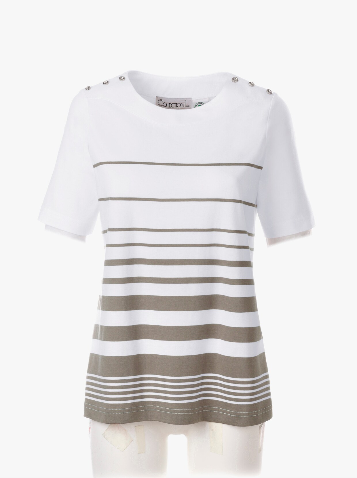Kurzarmshirt - beige-gestreift