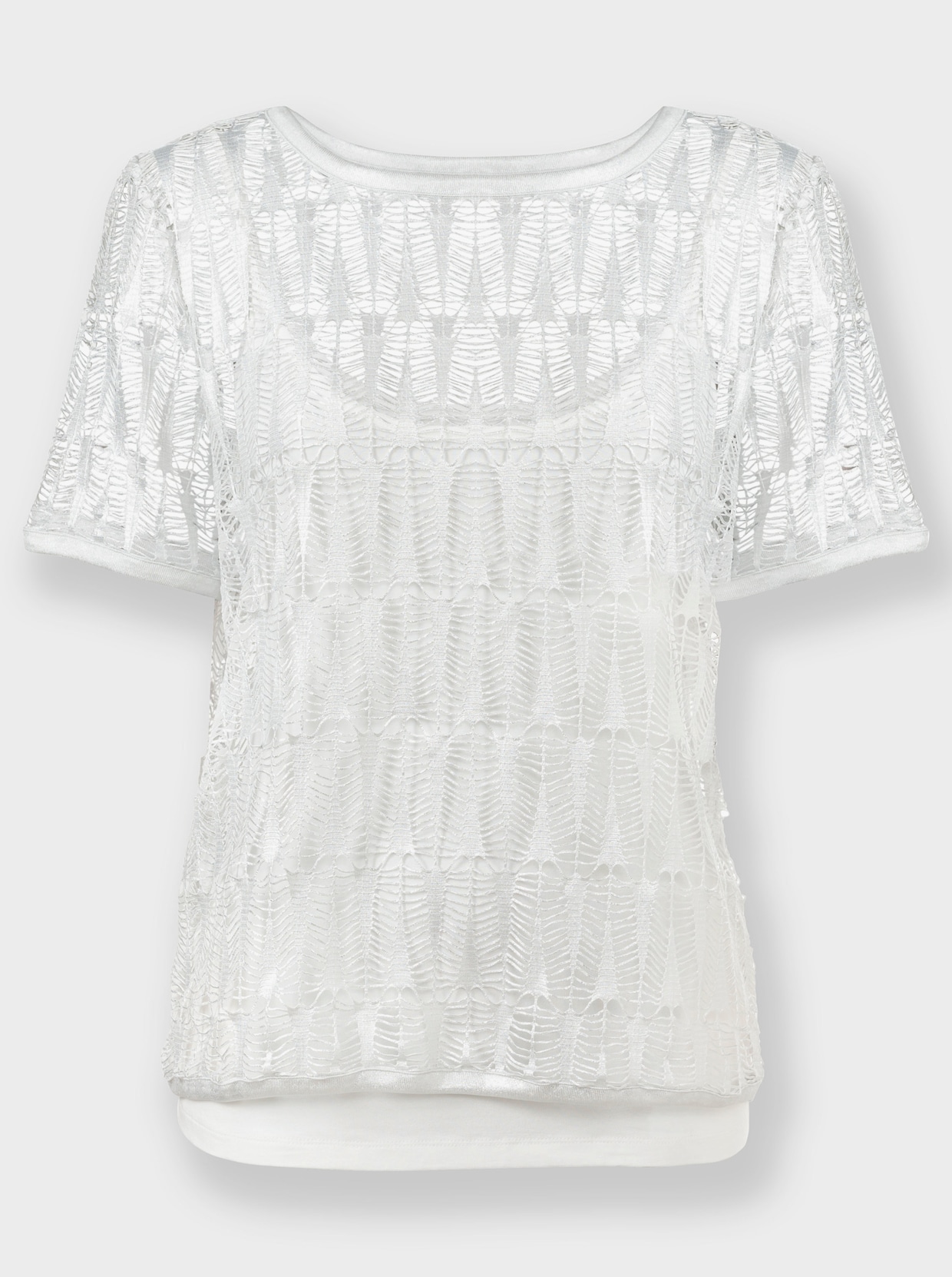 heine 2-in-1-shirt - ecru/zilverkleurig gemêleerd