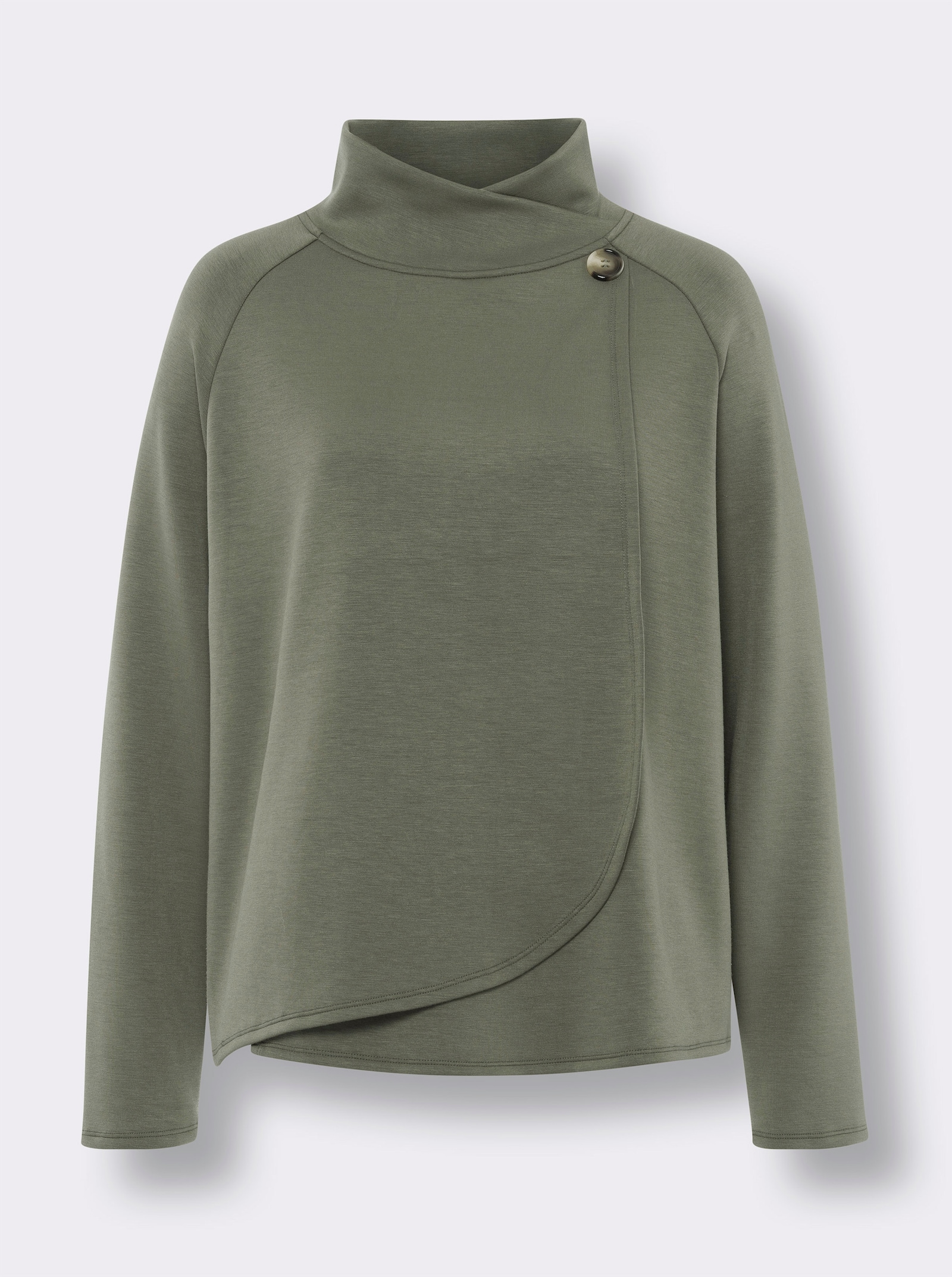 heine Sweatshirt in asymmetrischer Wickel-Optik - khaki