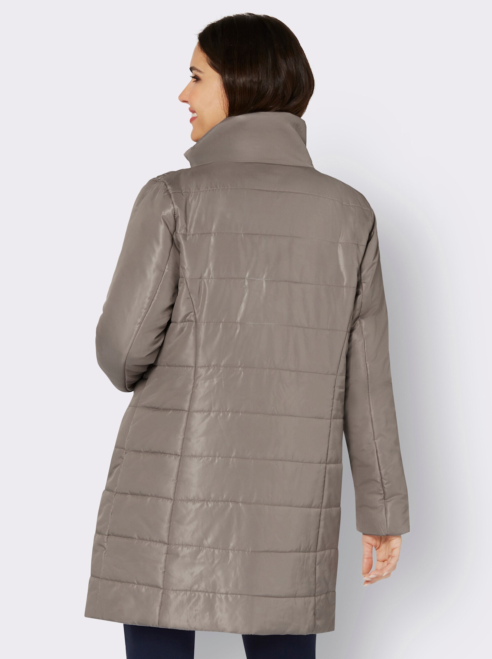 Lang jack met kabel- en doorgestikt patroon - taupe